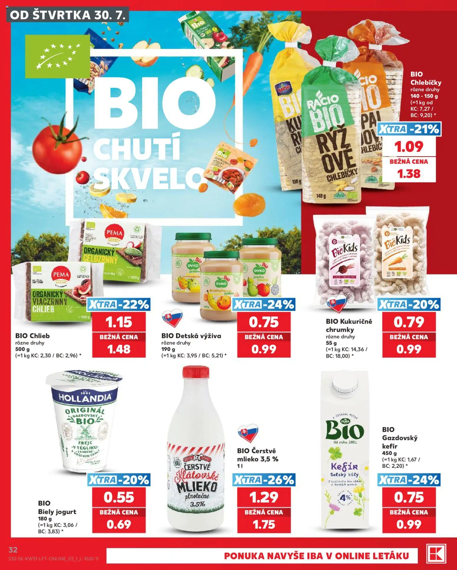 Nové Kaufland akcie – leták je platný od 30.07.2026 | Strana: 32 | Produkty: Mlieko, Jogurt, Chlieb, Biely jogurt