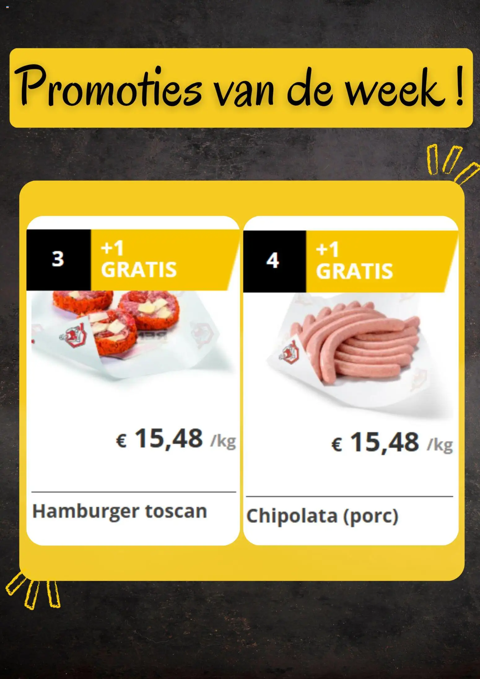 {H1} | Pagina: 3 | Producten: Hamburger, Chipolata