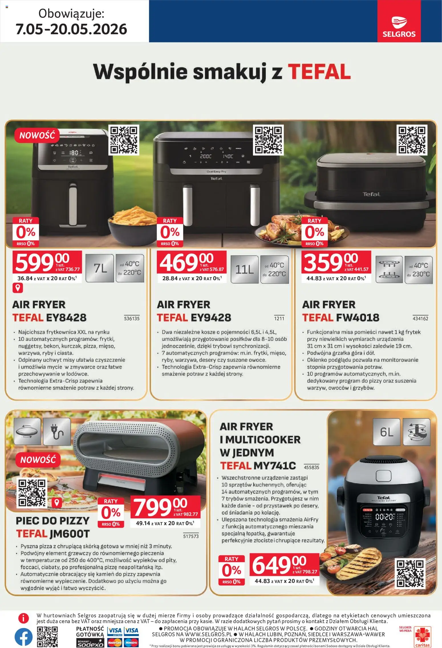 Selgros cash&carry gazetka - Elektro AGD od 07.05.2026 | Strona: 11 | Produkty: Frytkownica, Pizza, Ryby, Tefal