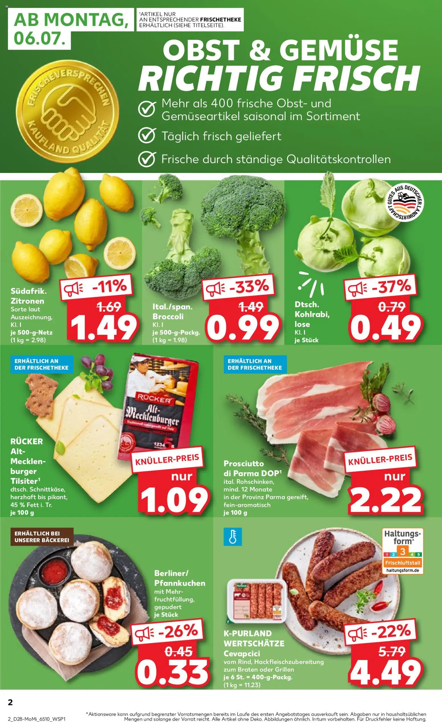 Kaufland Německo leták - Köln od 06.07.2026 | Strana: 2 | Produkty: Burger, Prosciutto, Forma