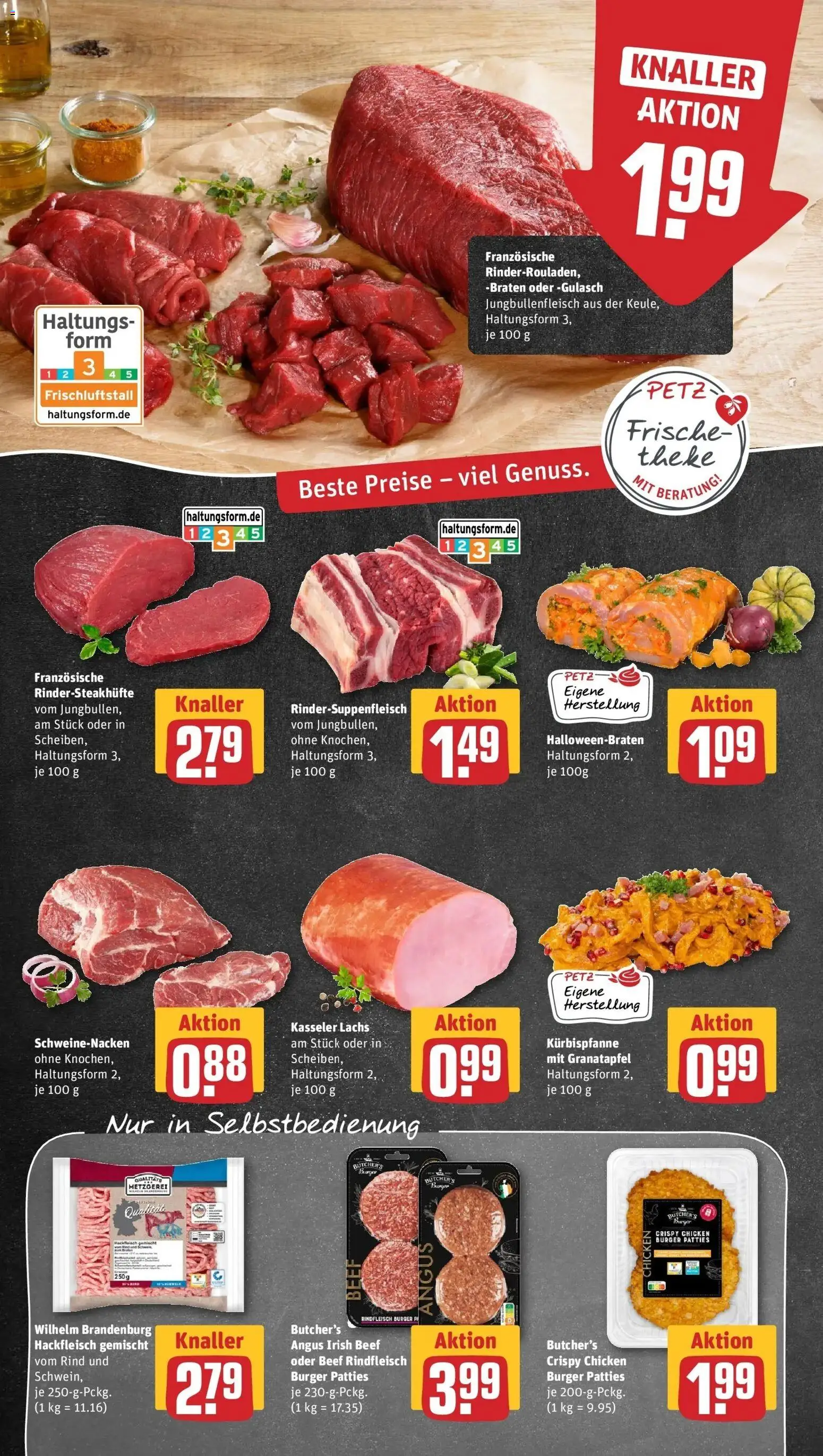 REWE Prospekt ab 26.10.2026 zum Blättern » Angebote | Seite: 10 | Produkte: Burger, Schweinenacken, Lachs, Hackfleisch