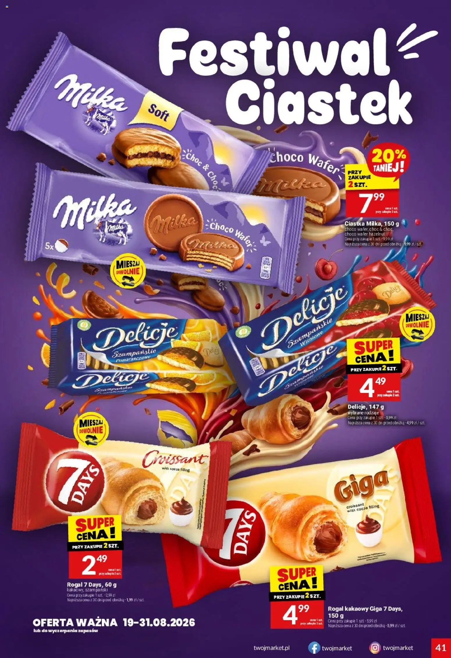 Twój Market gazetka od 19.08.2026 | Strona: 41 | Produkty: Croissant, Milka, Ciastka, Milka choco wafer