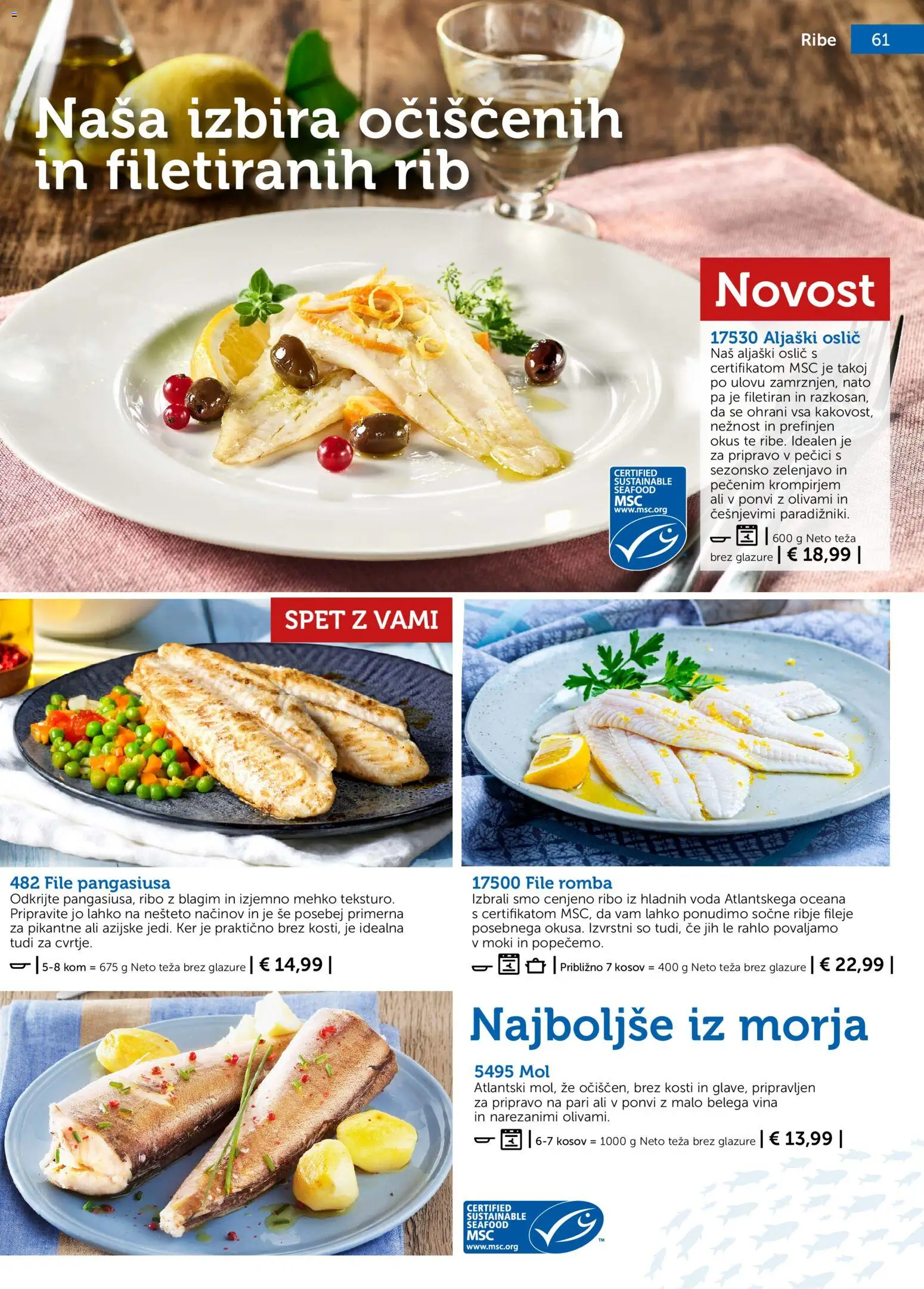 Novi Bofrost katalog ponudbe – veljaven od 01.10.2026 | Stran: 59 | Izdelki: Oslič, Teza, Ribe, Voda