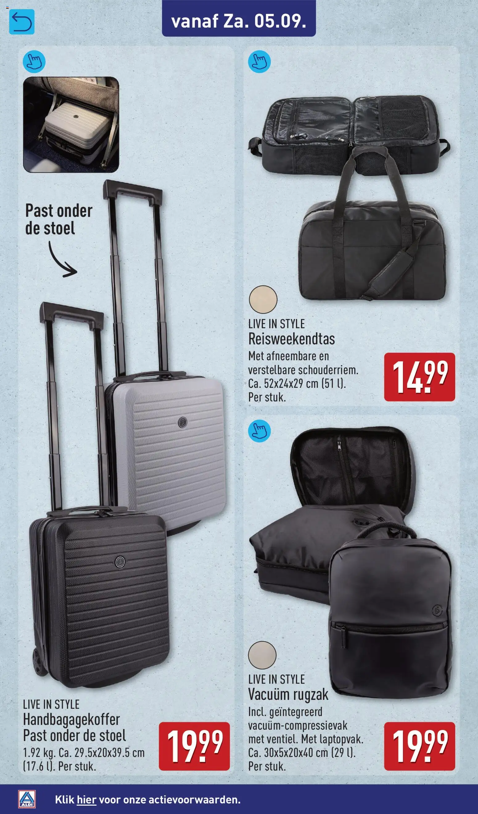{H1} | Pagina: 14 | Producten: Rugzak, Stoel, Handbagagekoffer