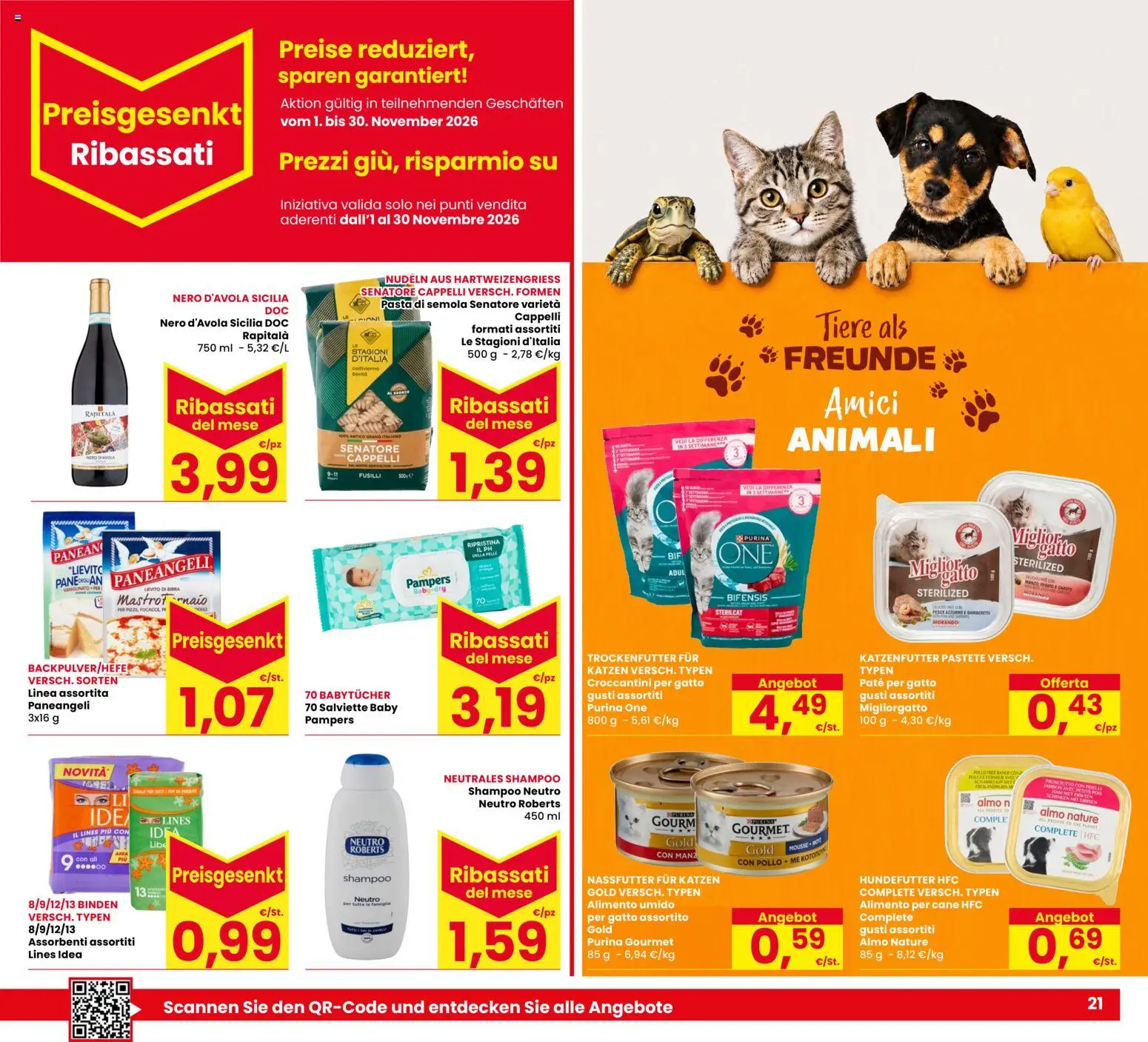 Volantino Eurospar del 29/10/2026 | Pagina: 21 | Prodotti: Shampoo, Pesce, Carote, Assorbenti