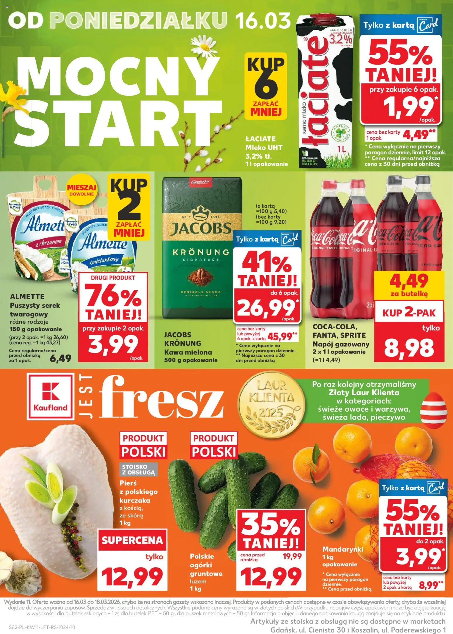 Kaufland Polsko leták od 12.03.2026 | Strana: 62 | Produkty: Vál, Mléko, Sprite, Karty