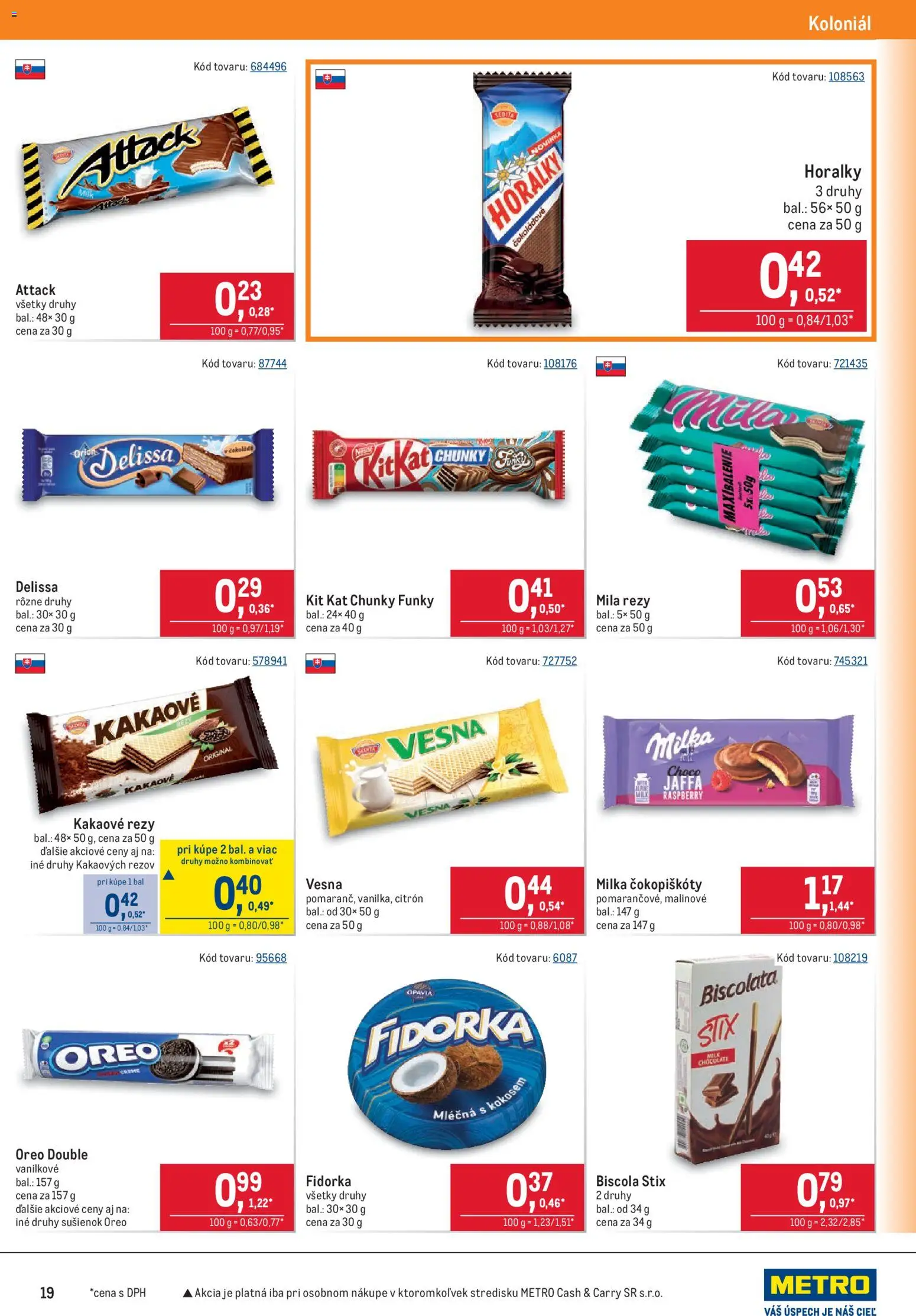 Nové Metro akcie – leták je platný od 07.10.2026 | Strana: 19 | Produkty: Oreo, Mila, Milka, Horálky