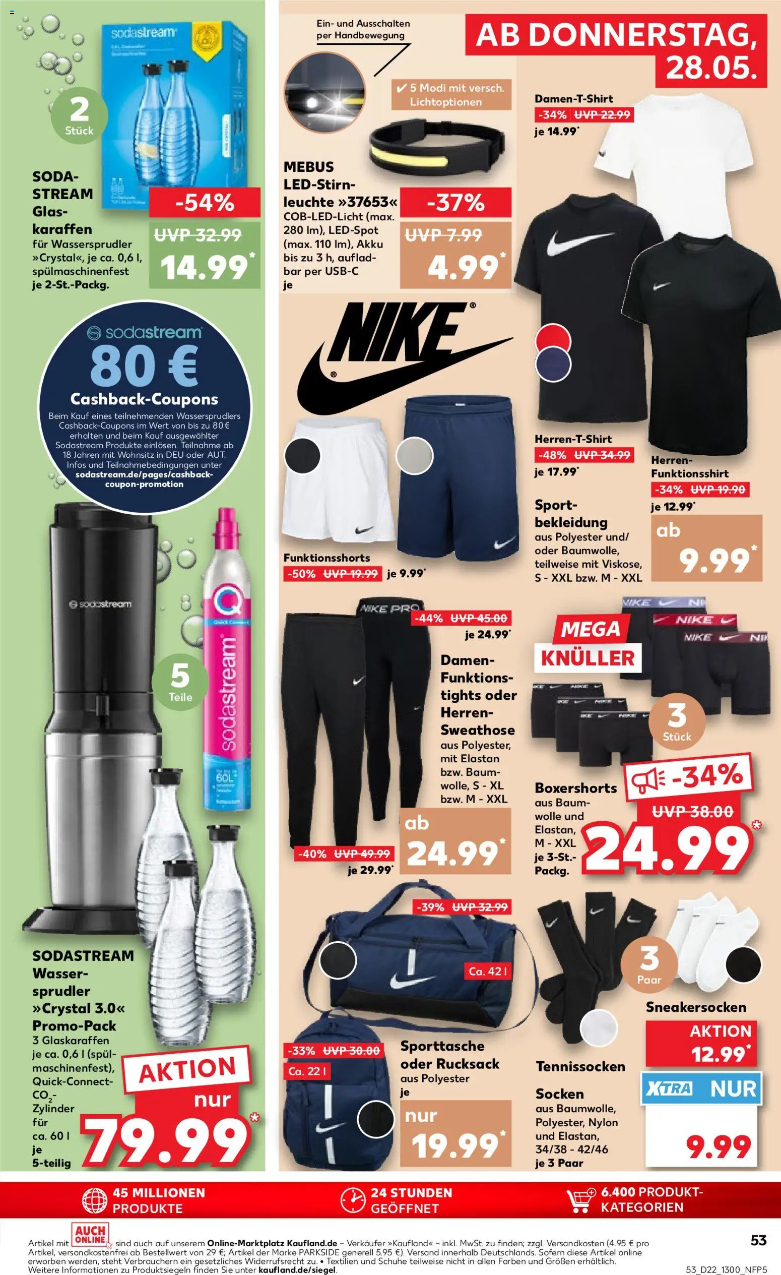 Kaufland Prospekt Köln – gültig ab 28.05.2026 | Seite: 53 | Produkte: Wasser, Socken, Boxer, Rucksack