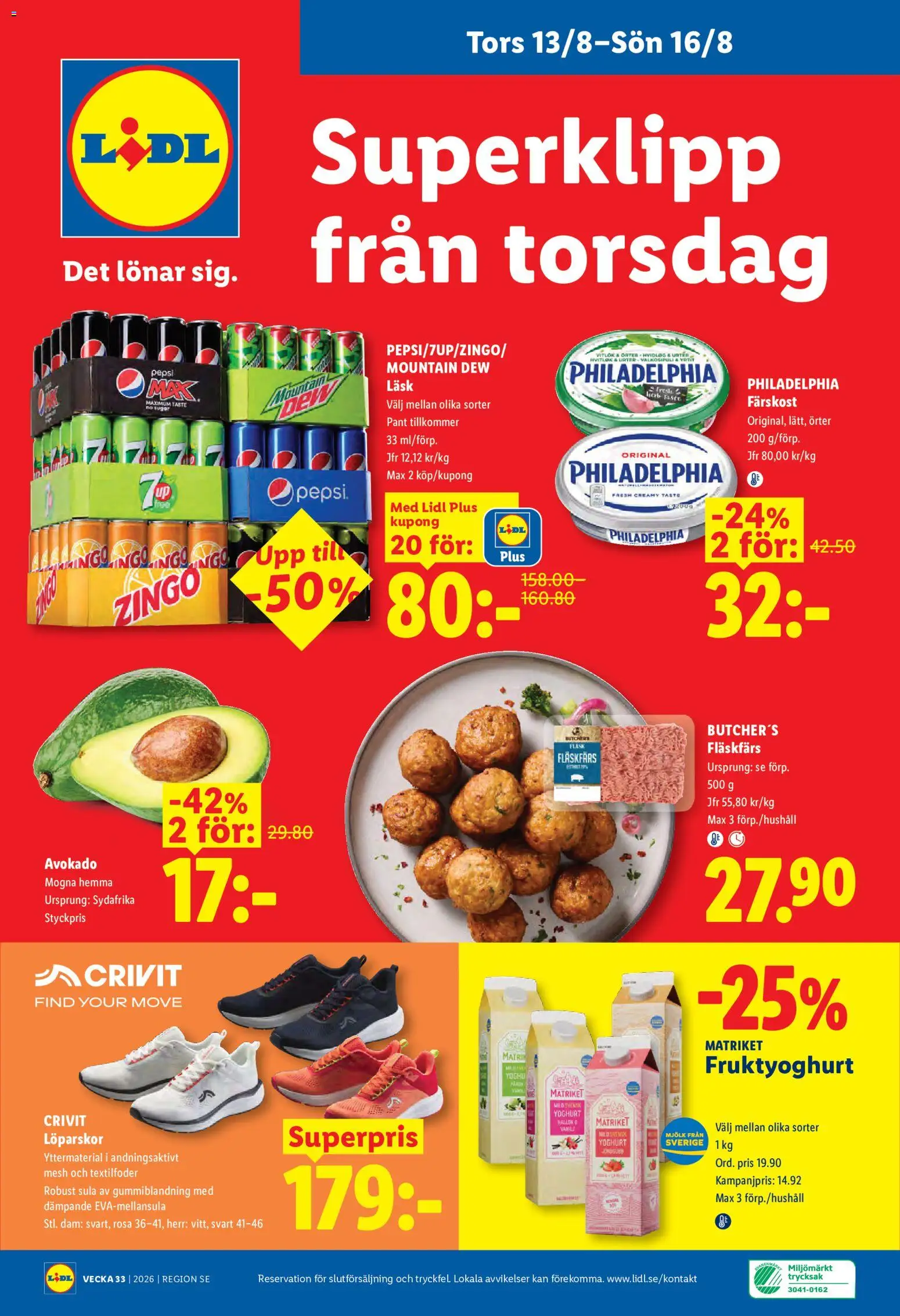 Lidl reklamblad aktuell från 10/08/2026 | Sida: 27 | Produkter: Avocado, Pepsi, Yoghurt, Hallon