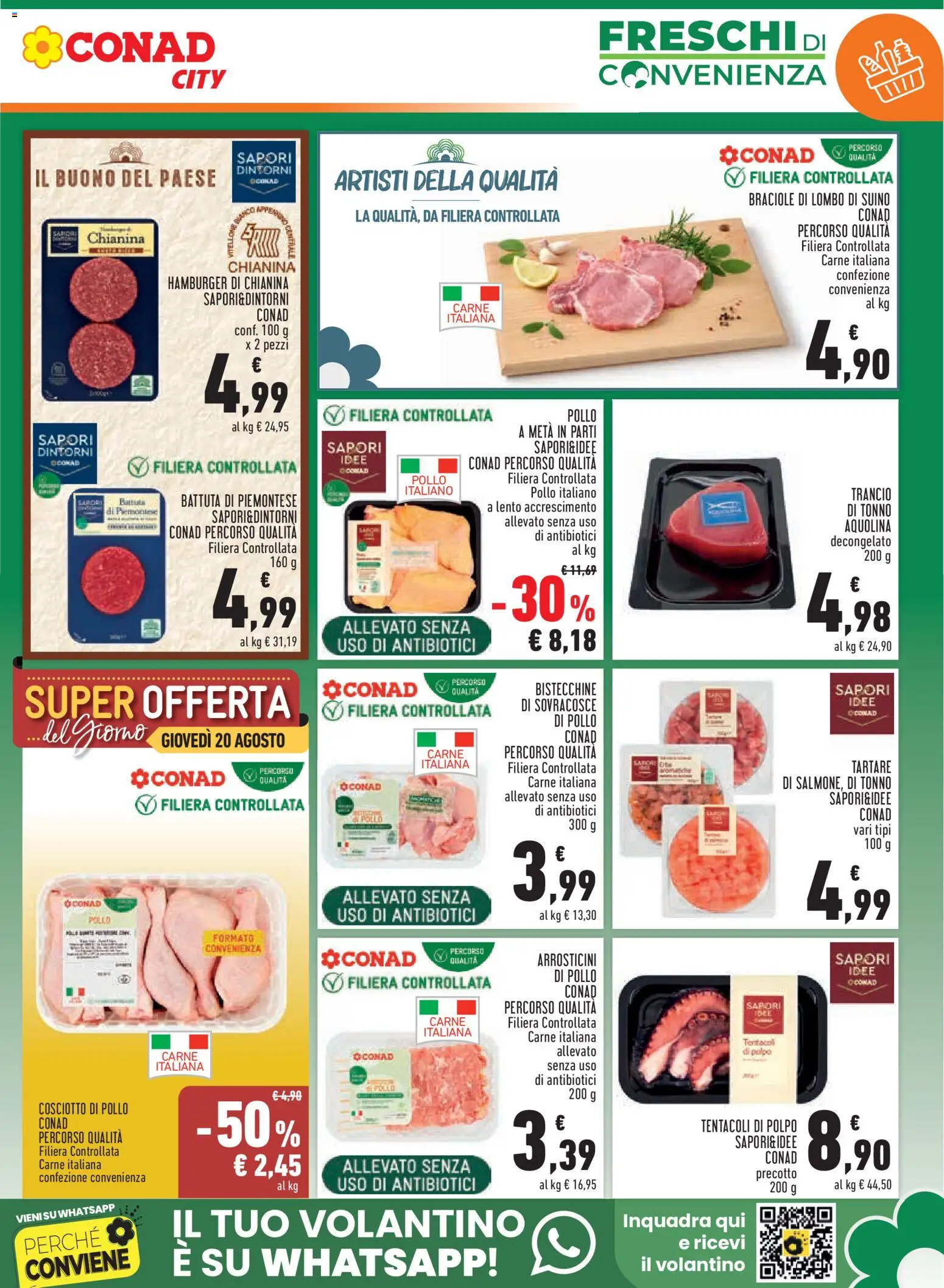 Volantino Conad del 12/08/2026 | Pagina: 3 | Prodotti: Pollo, Polpo, Suino, Hamburger