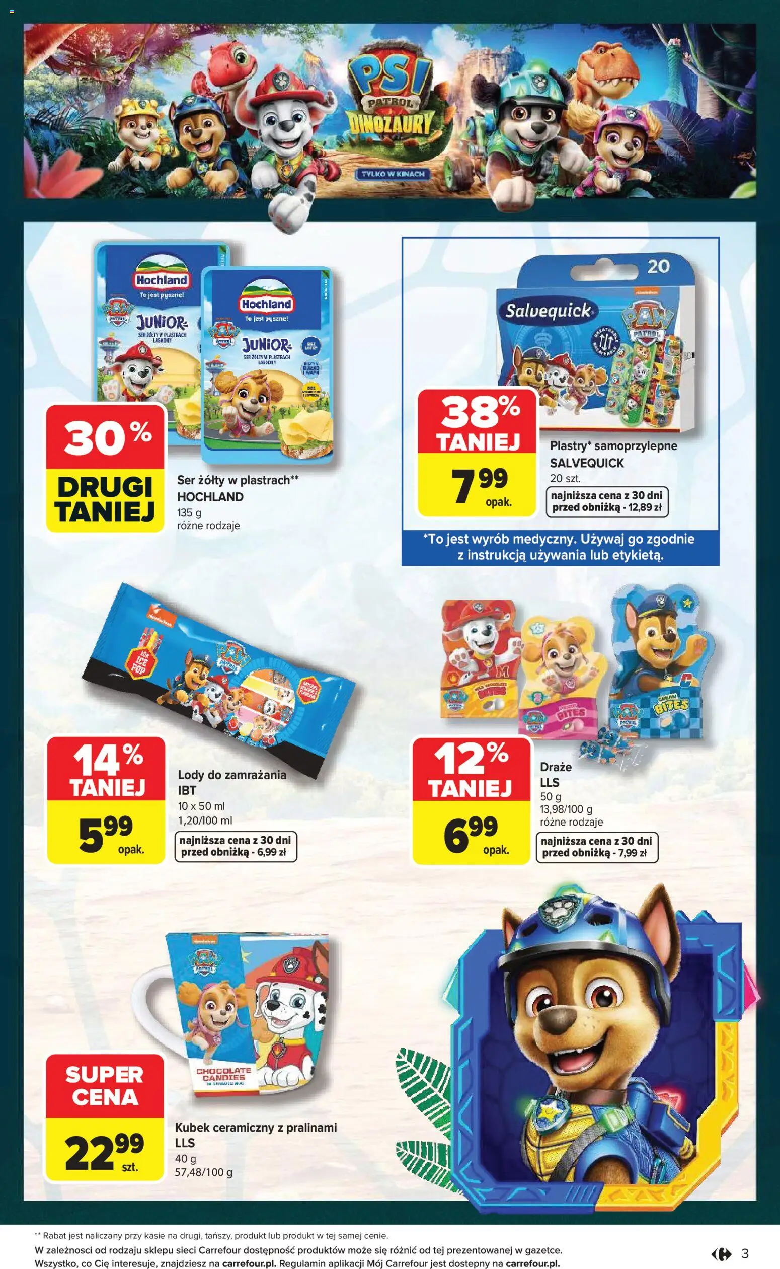 Carrefour gazetka - Psi Patrol i dinozaury od 30.07.2026 | Strona: 3 | Produkty: Ser żółty, Ser, Lody