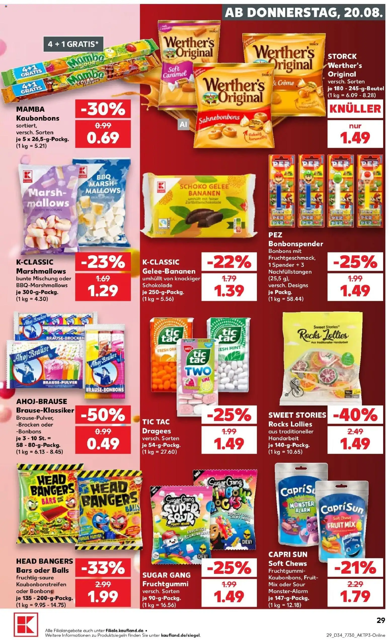 Prospekt Kaufland ab 17.08.2026 » Angebote Online zum Blättern | Seite: 40 | Produkte: Capri sun, Schokolade, Bananen, Creme