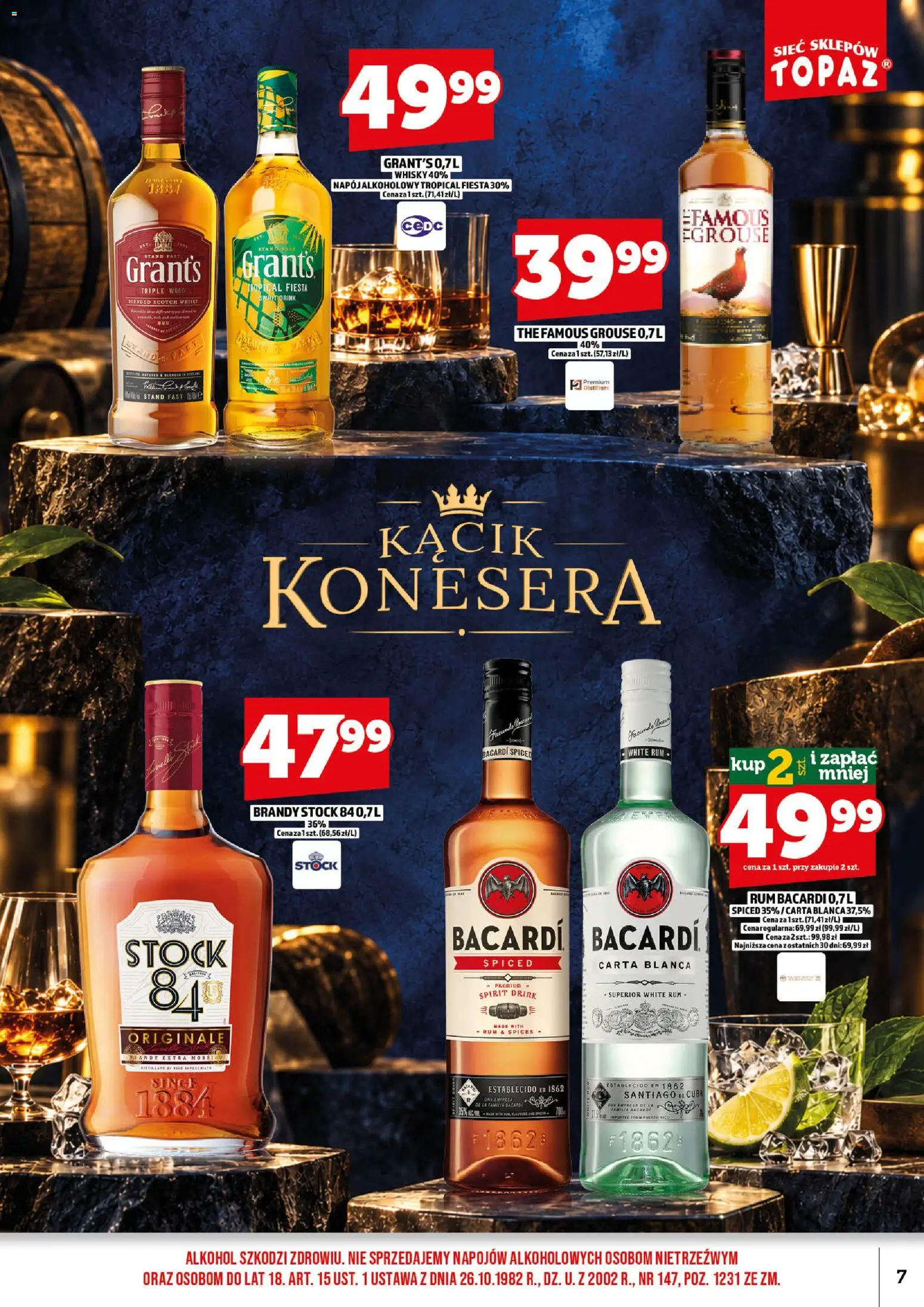 Topaz gazetka alkoholowa od 01.10.2026 | Strona: 9 | Produkty: Grant's, Bacardi, Brandy, Whisky