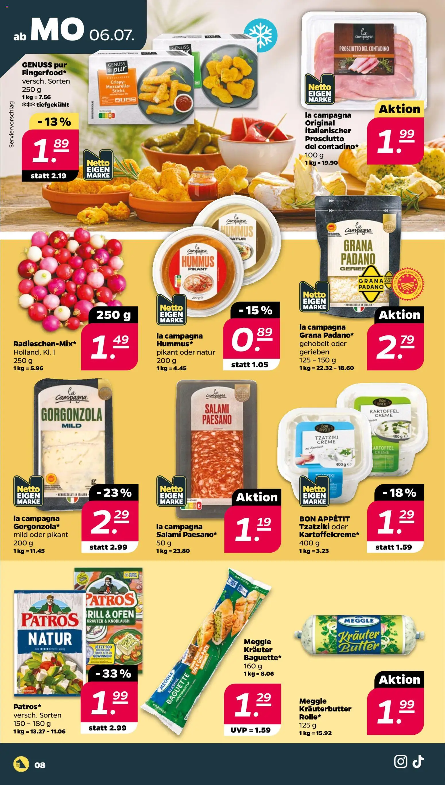 Netto Prospekt – gültig ab 06.07.2026 | Seite: 8 | Produkte: Grill, Butter, Baguette, Creme