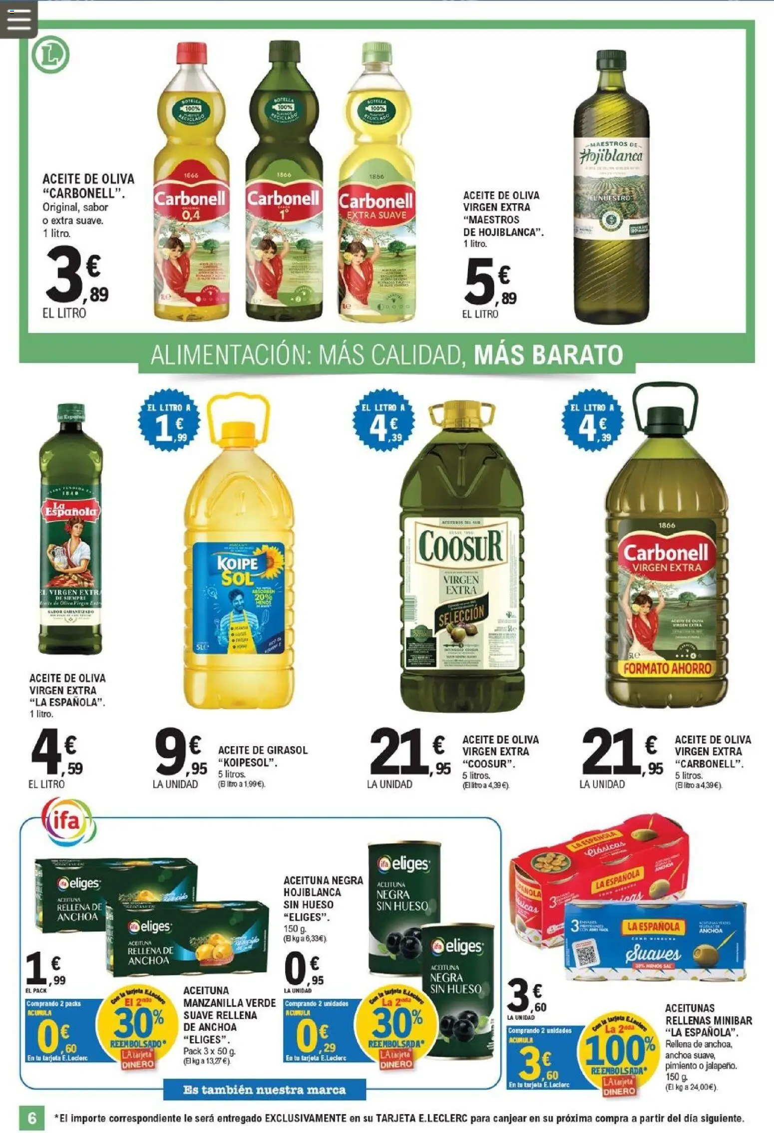 E.Leclerc Pamplona │ válido desde el 12/08/2026 | Página: 6 | Productos: Aceitunas, Aceite, Aceite de oliva, Anchoa