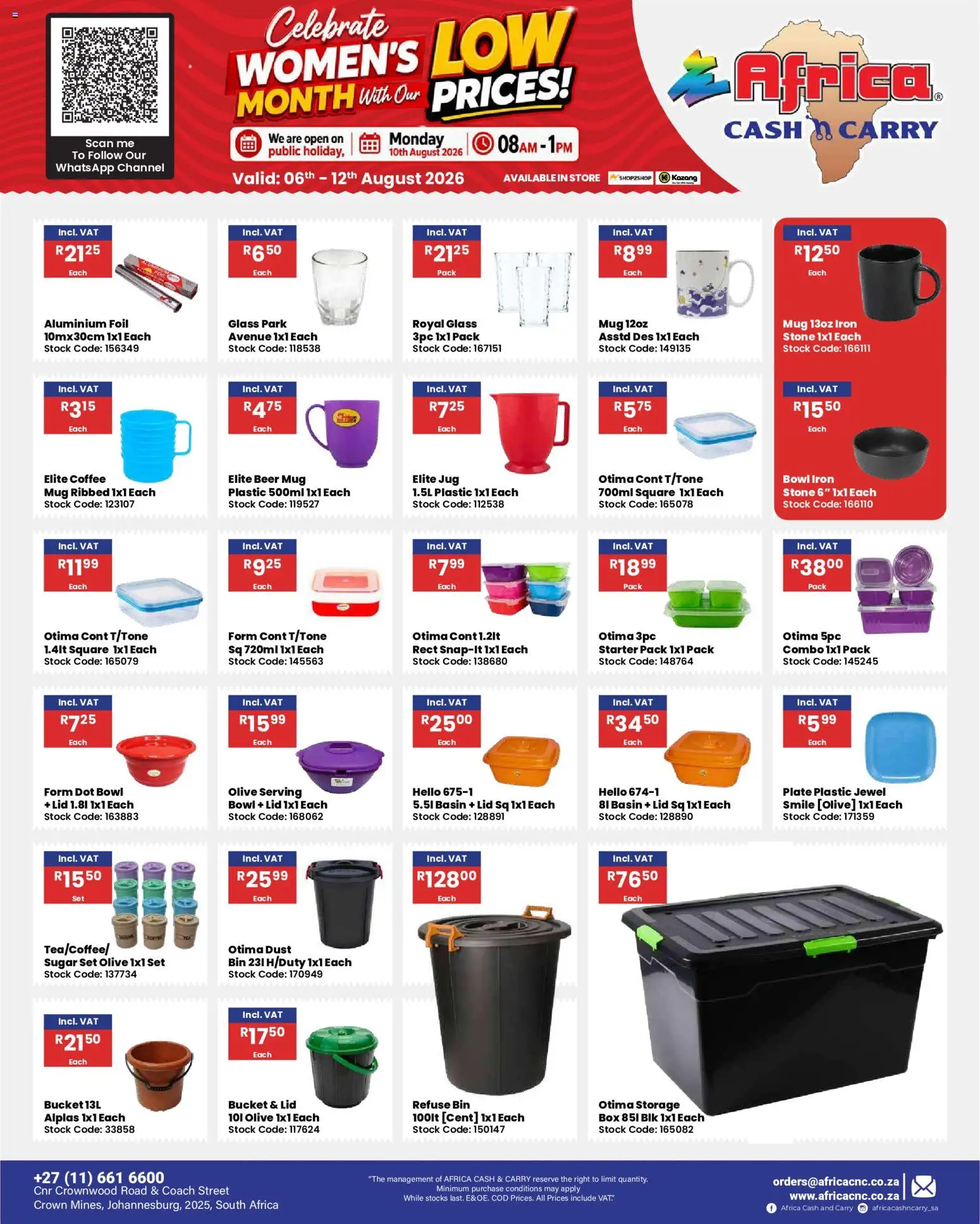 New Africa Cash & Carry catalogue – valid from 06/08/2026 | Page: 57 | Products: Bowl, Coffee, Mug, Basin