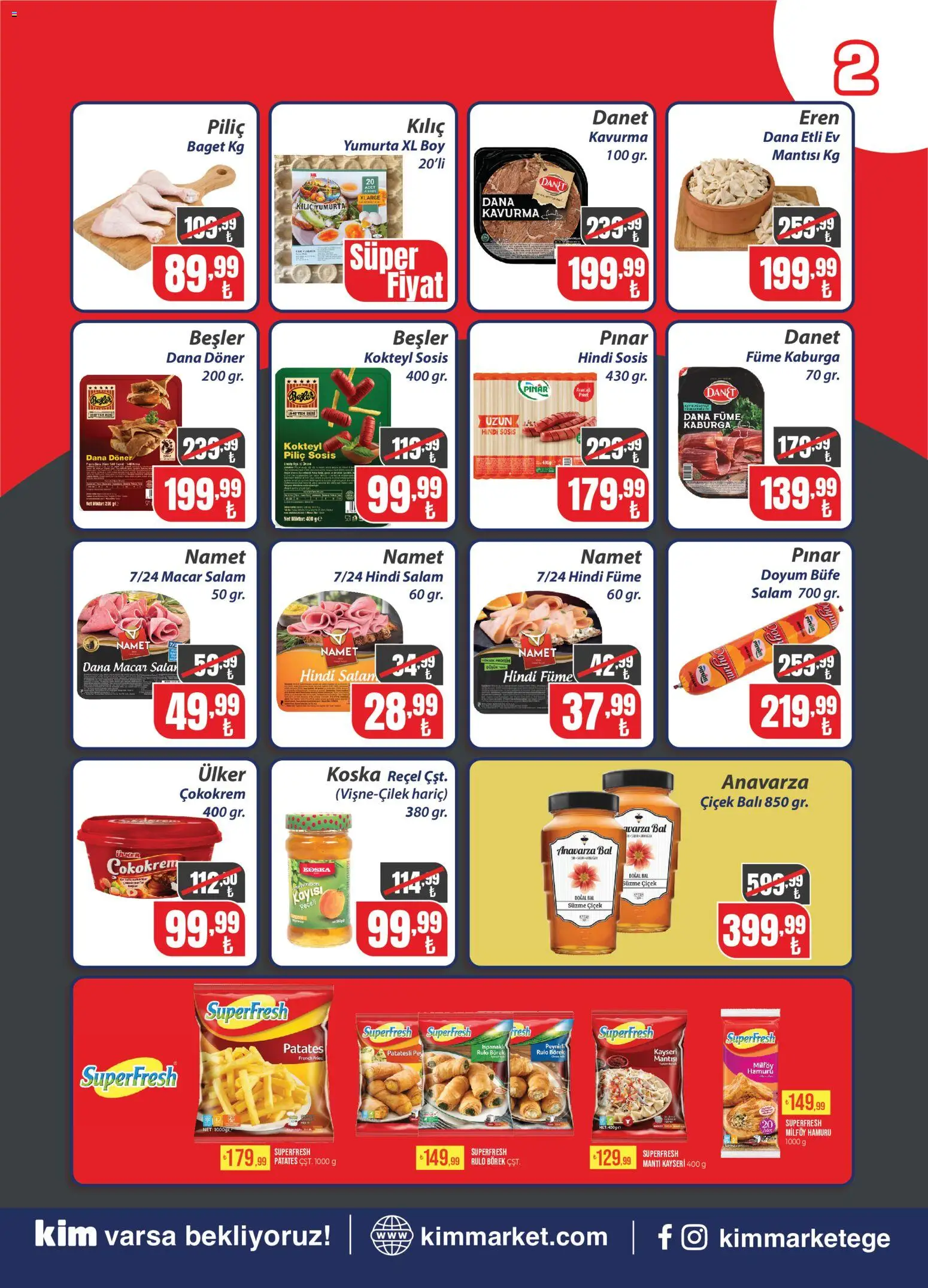 Kim Market Katalog - 07 Ağustos 2026 tarihinden itibaren geçerlidir | Sayfa: 2 | Ürünler: Salam, Kayısı, Piliç, Dana füme