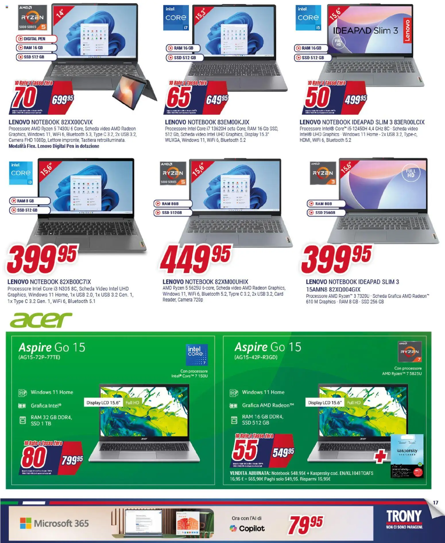 Volantino Trony del 21.05.2026 | Pagina: 17 | Prodotti: Notebook, Tastiera, Video, USB