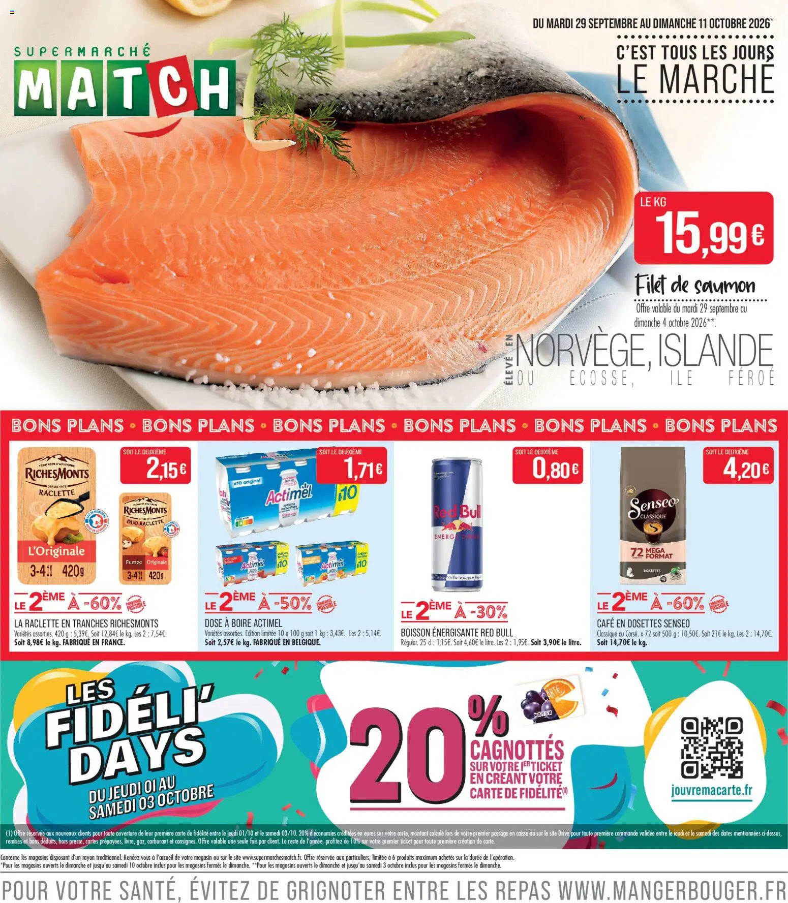{H1} | Page: 1 | Produits: Filet de saumon, Boisson énergisante, Dosettes Senseo, Saumon