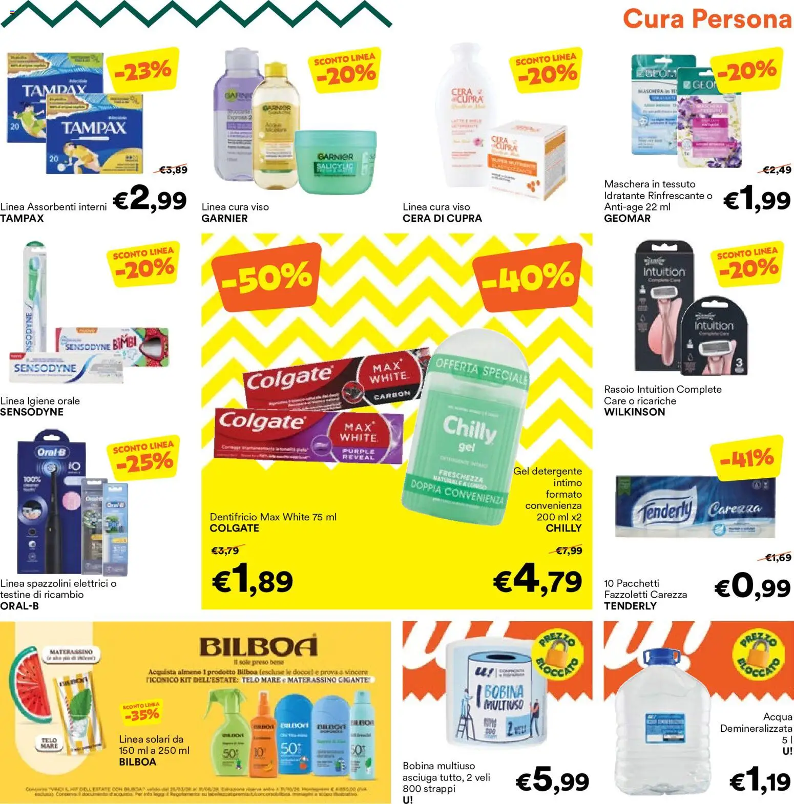 Volantino Unes del 03.06.2026 | Pagina: 23 | Prodotti: Maschera, Fazzoletti, Intimo, Acqua