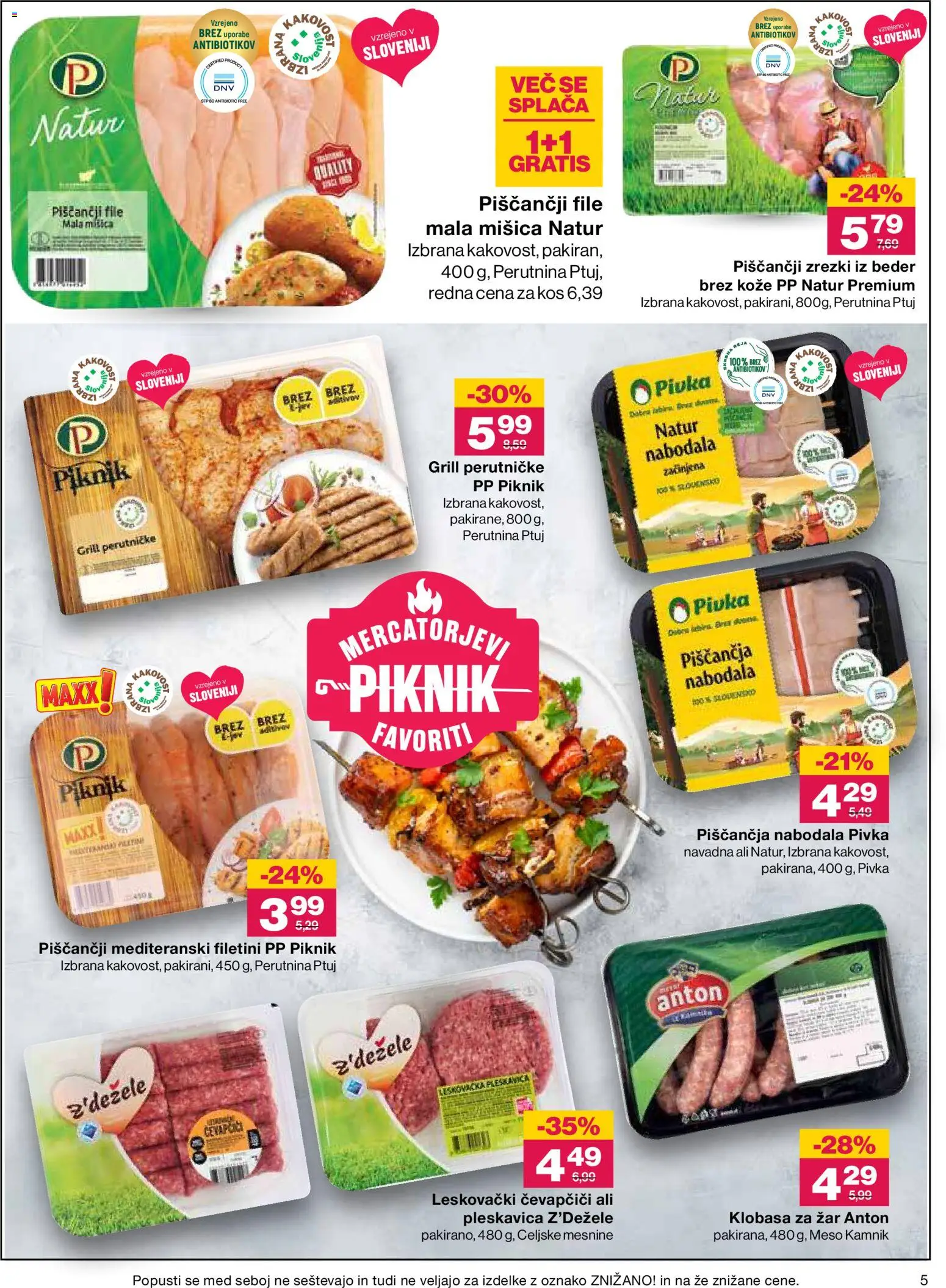 Novi Mercator katalog ponudbe – veljaven od 16.07.2026 | Stran: 5 | Izdelki: Čevapčiči, Kos, Nabodala, Grill