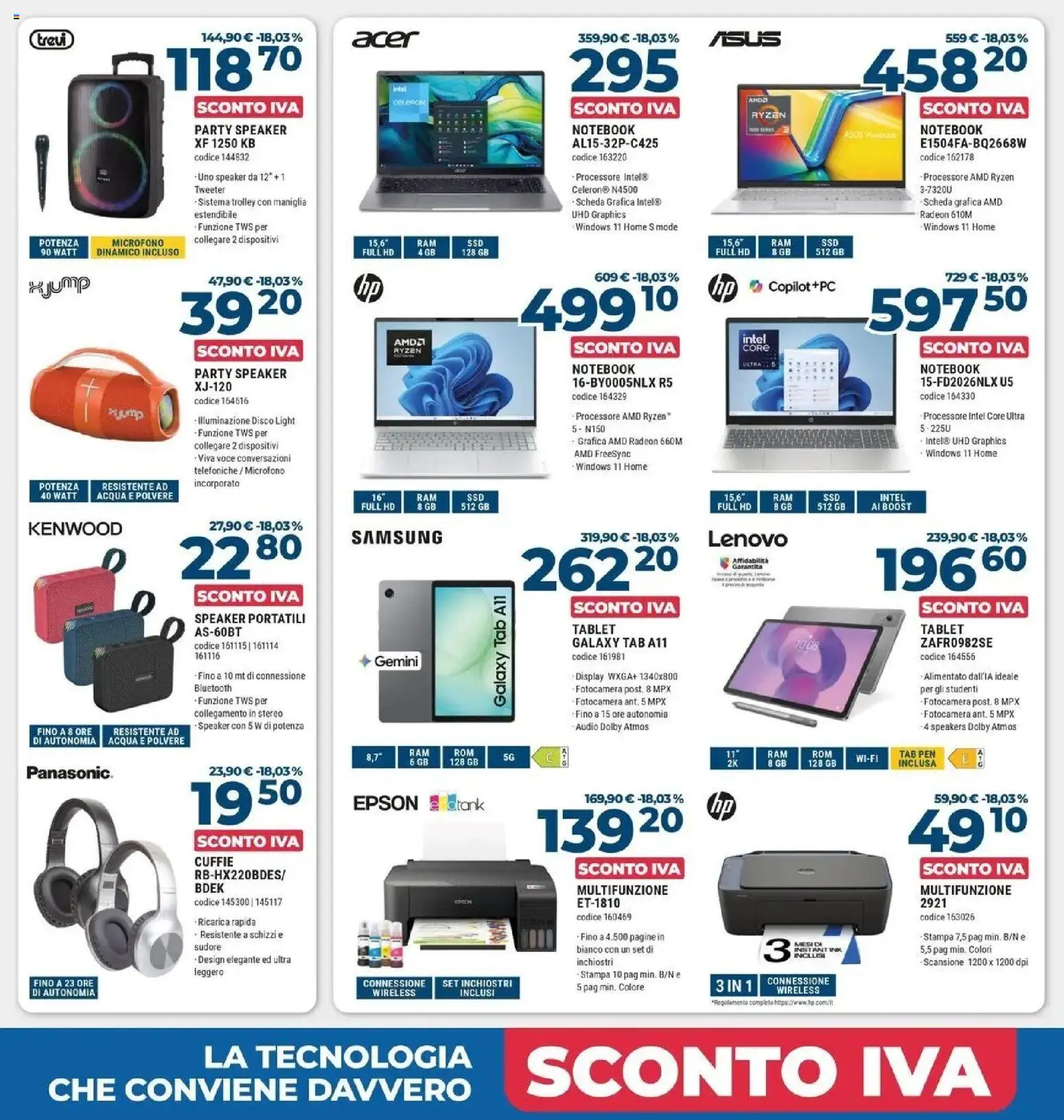 ﻿Trony volantino dal ﻿31/07/2026﻿ > ﻿Anteprima | Pagina: 7 | Prodotti: Tablet, Audio, Speaker, Illuminazione