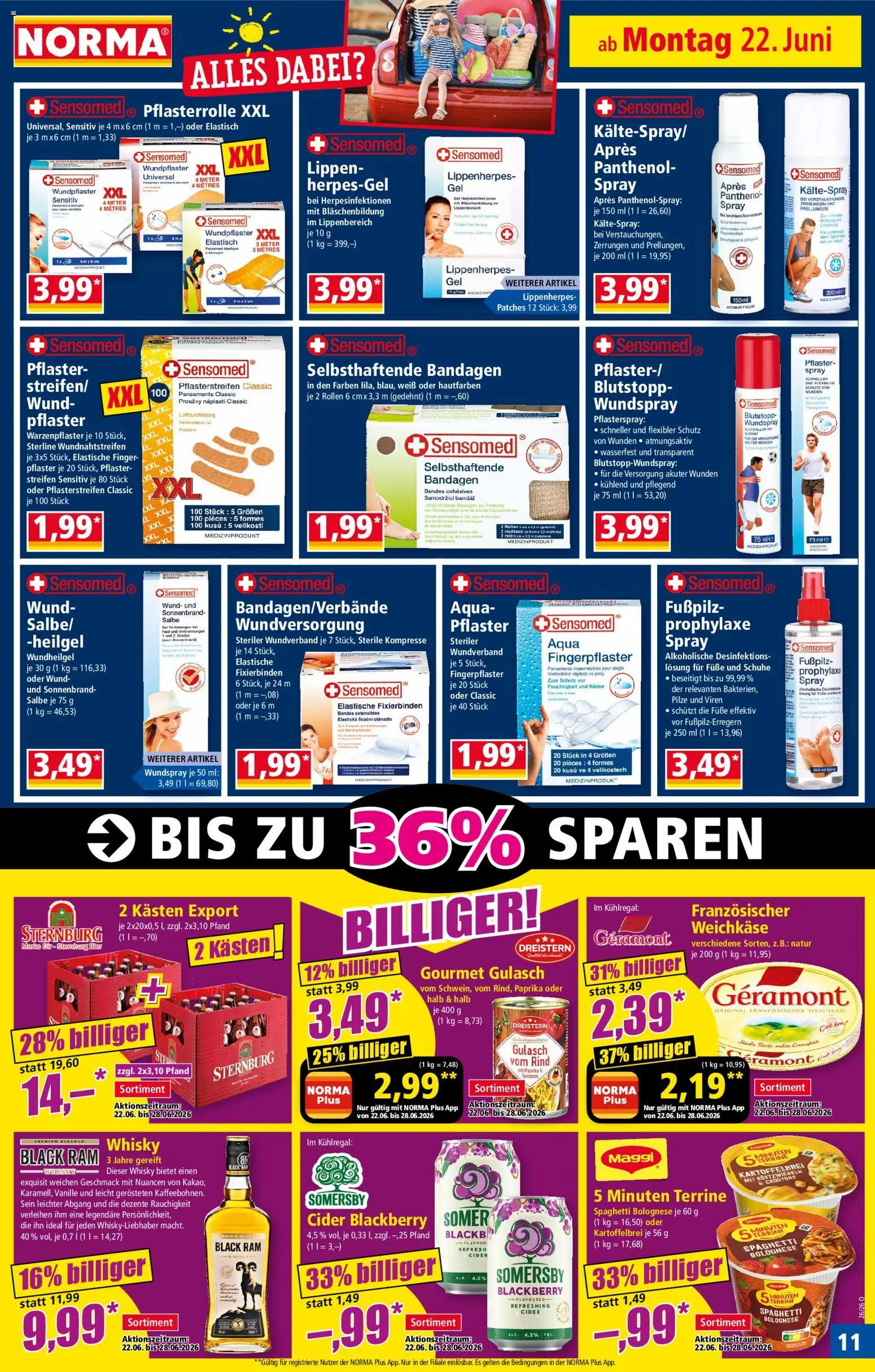 Norma Prospekt – gültig ab 22.06.2026 | Seite: 11 | Produkte: Whisky, Maggi, Bier, Gulasch