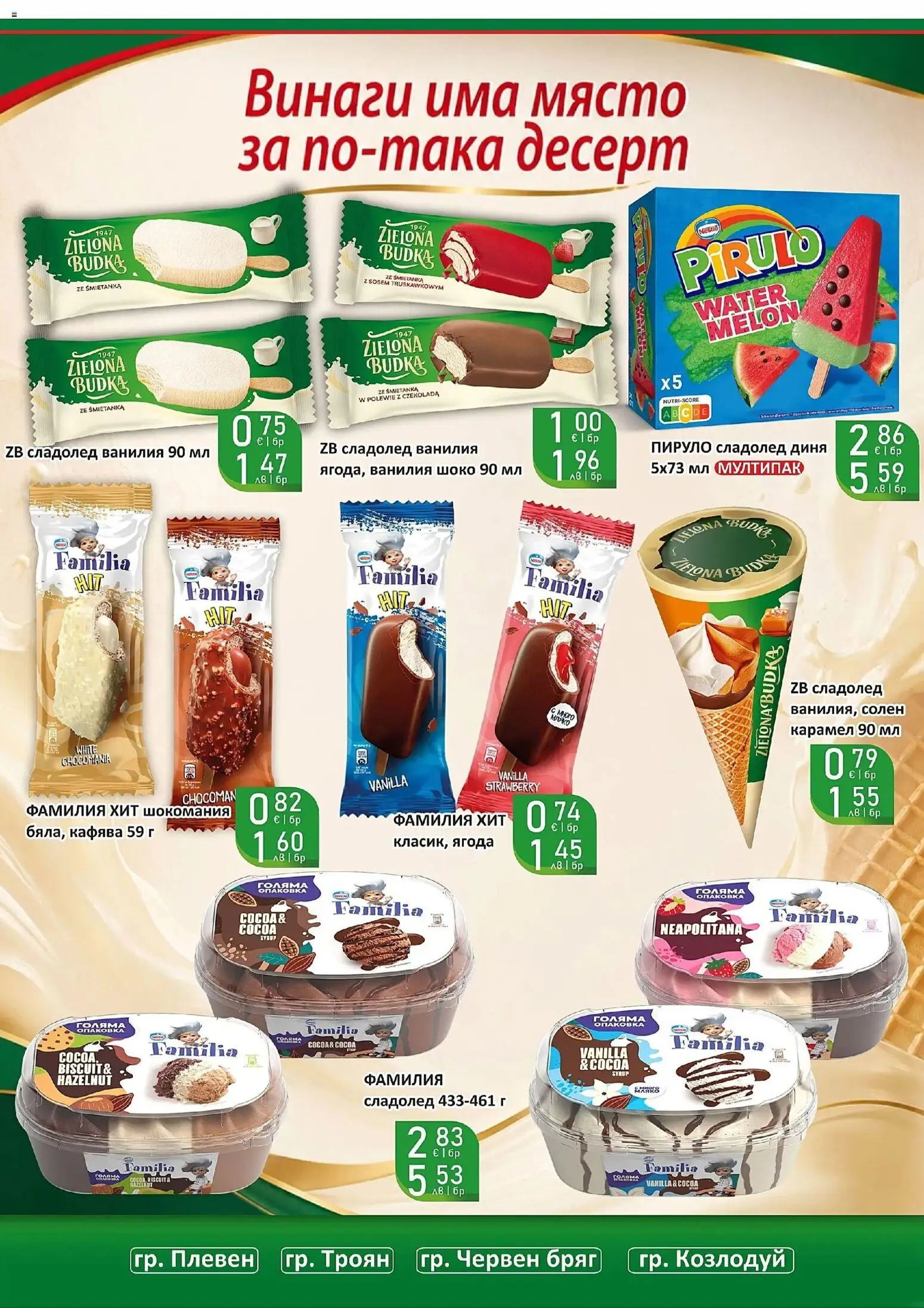 {H1} | Страница: 34 | Продукти: Сладолед, Диня, Calvados