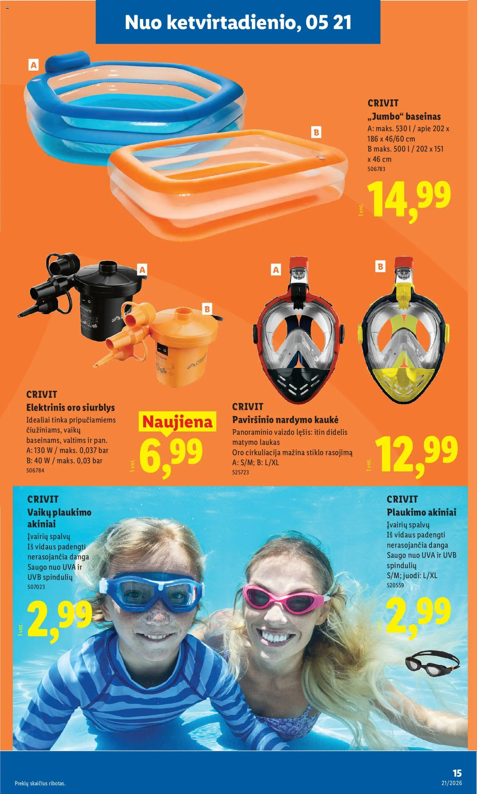LIDL akcijos nuo 18.05.2026 | Puslapis: 15 | Prekių: Vaizdo, Kaukė, Akiniai