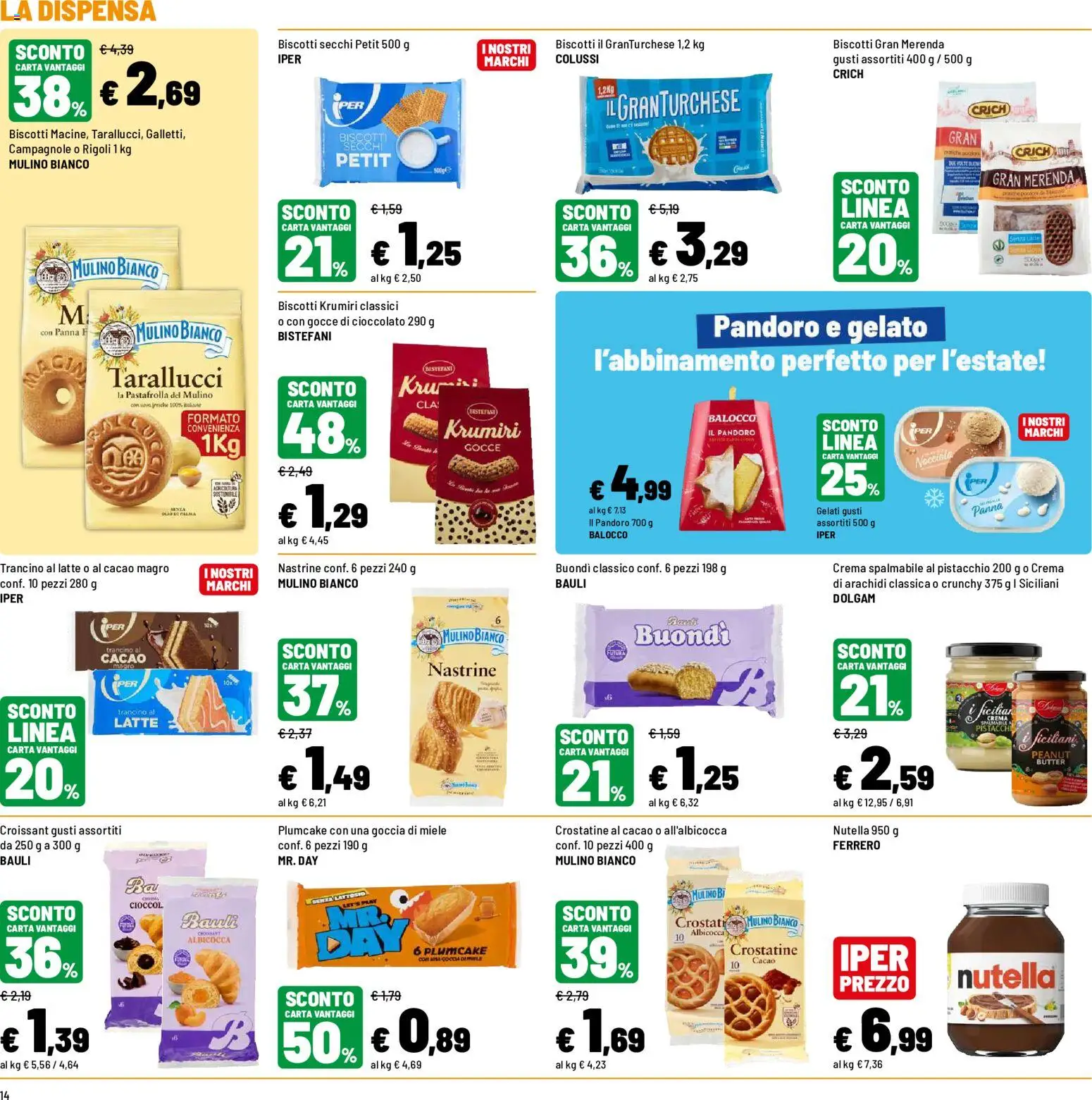 Volantino Iper del 10/08/2026 | Pagina: 14 | Prodotti: Nutella, Croissant, Cacao, Miele
