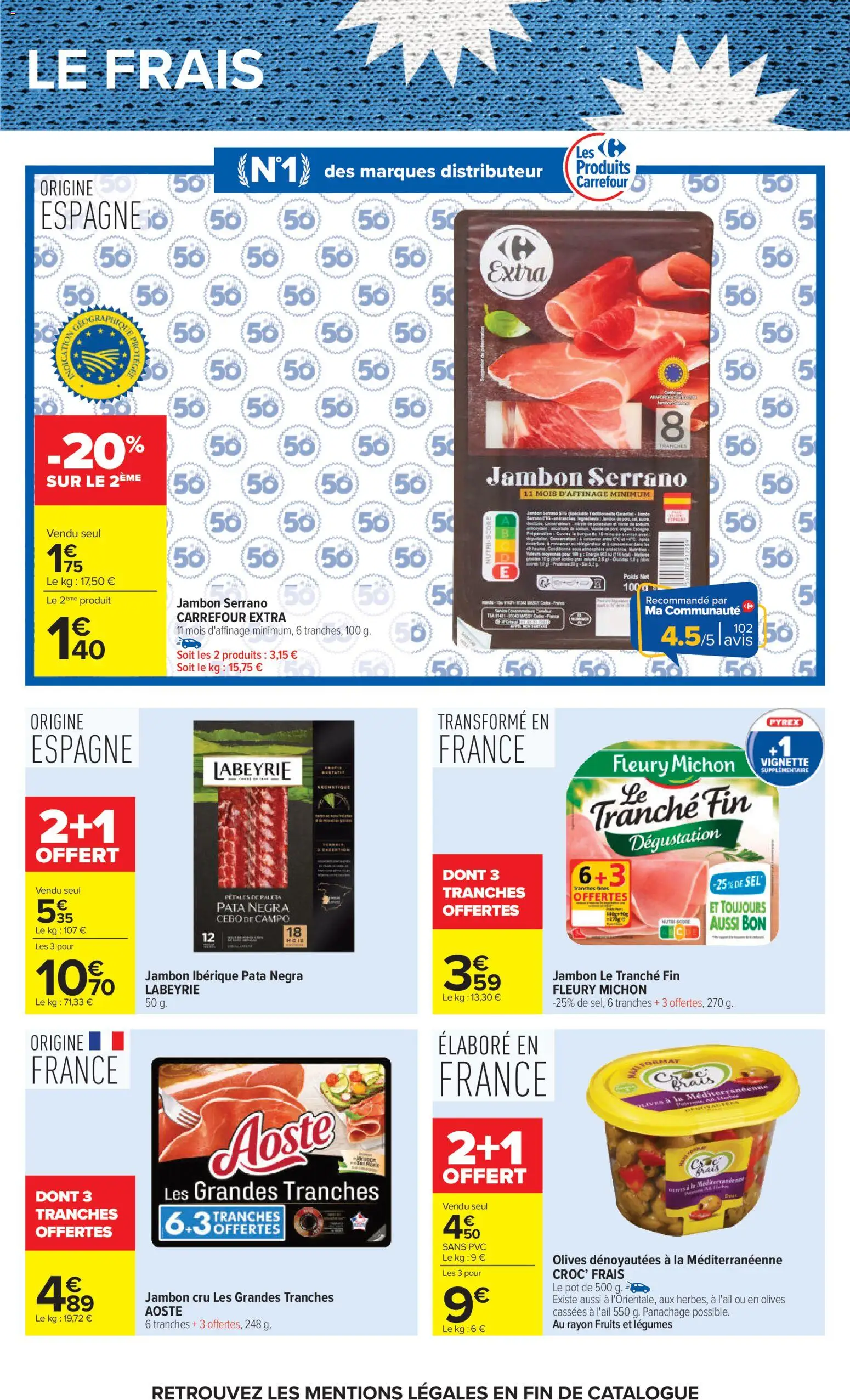 {H1} | Page: 57 | Produits: Olives, Sel, Jambon serrano, Jambon