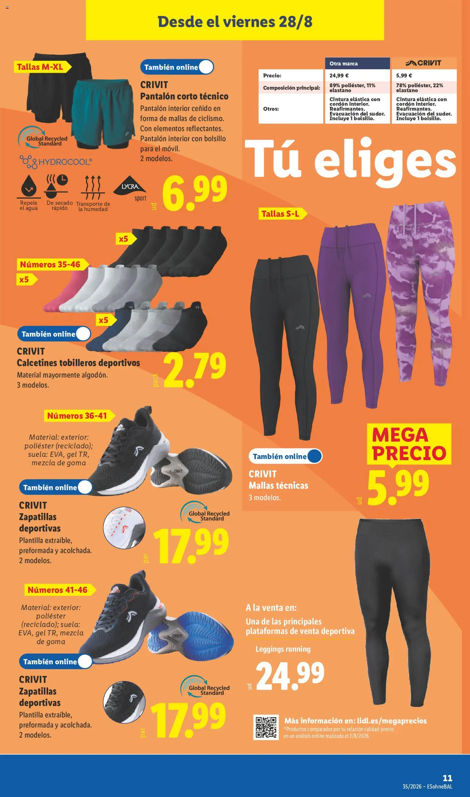 Lidl folleto de bazar │ válido desde el 24/08/2026 | Página: 19 | Productos: Zapatillas deportivas, Zapatillas, Calcetines, Pantalón corto