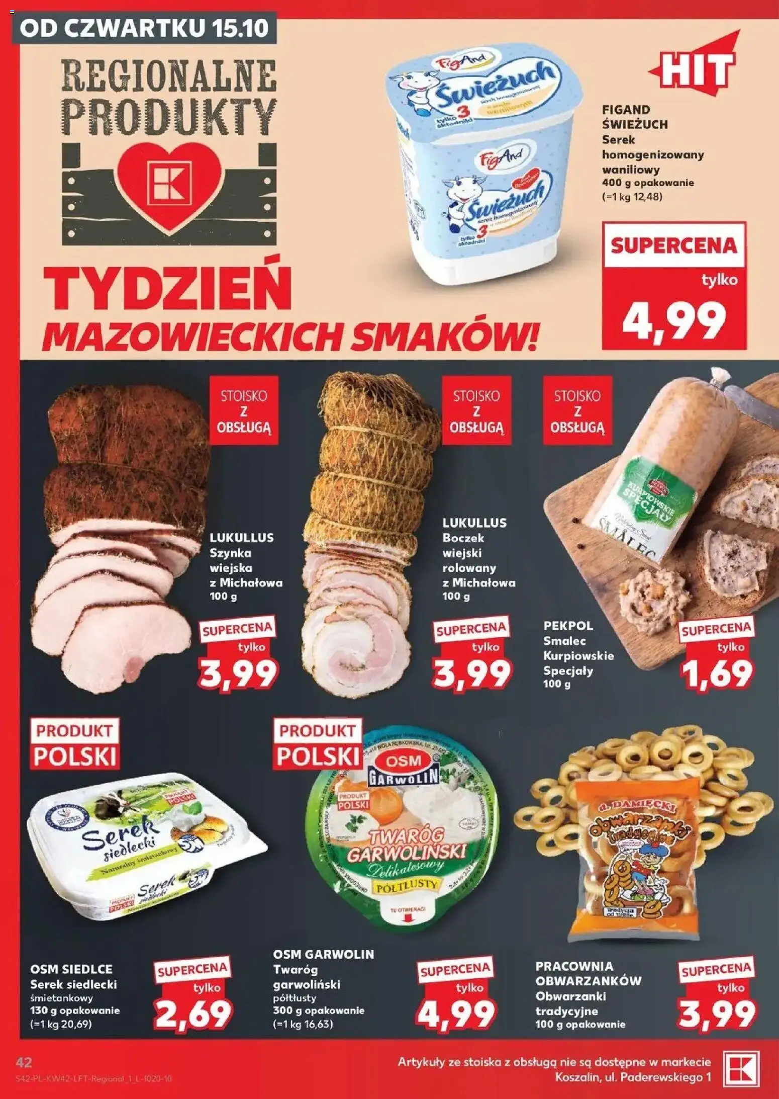 Kaufland aktualna gazetka od 15.10.2026 - od jutra PDF | Strona: 42 | Produkty: Serek homogenizowany waniliowy, Serek homogenizowany, Smalec, Serek