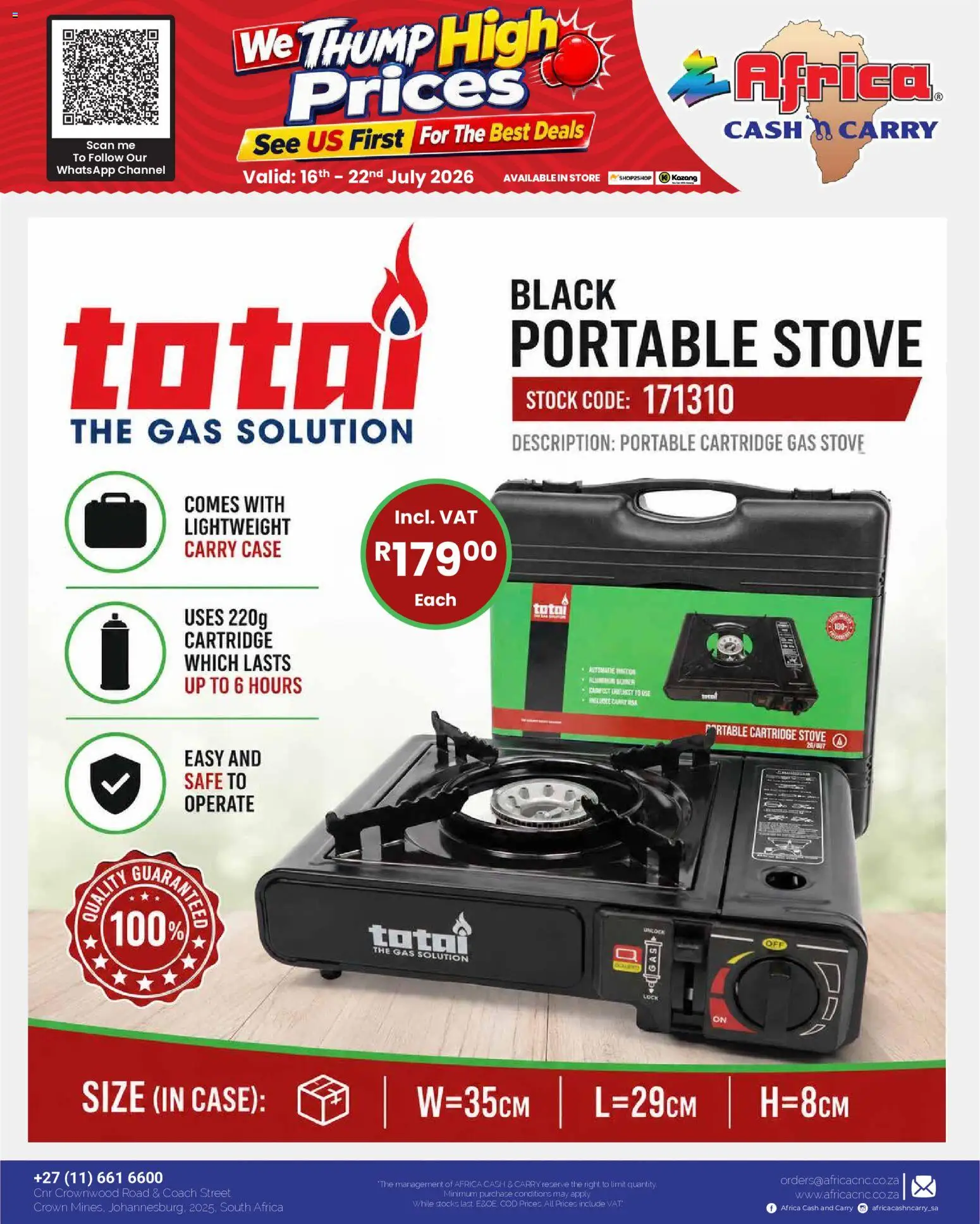 New Africa Cash & Carry catalogue – valid from 16/07/2026 | Page: 33 | Products: Case, Stove, Gas stove, Stock