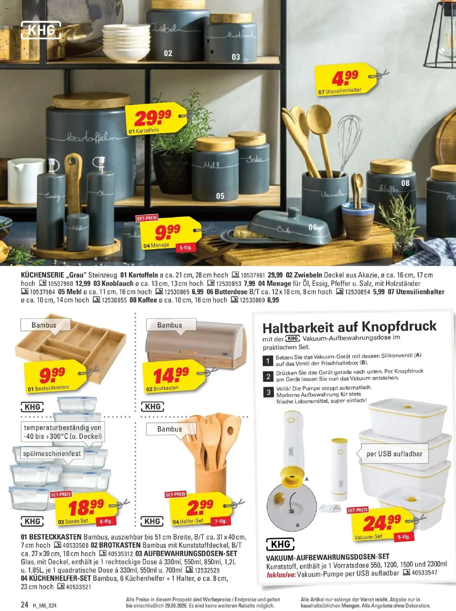Höffner Prospekt Münster (ab 09.09.2026) zum Blättern | Seite: 24 | Produkte: USB, Mehl, Kartoffeln, Zwiebeln