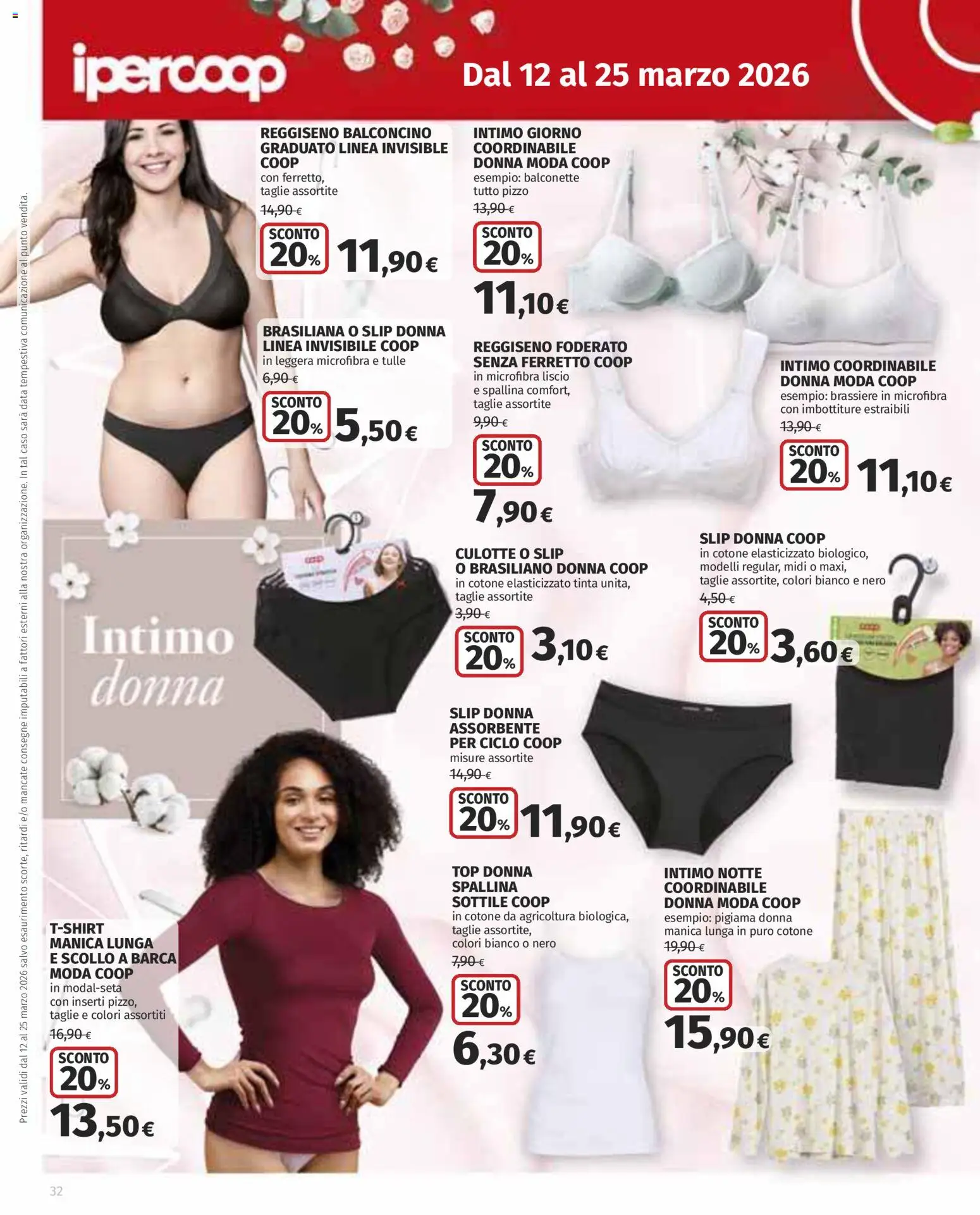 Volantino Ipercoop del 12.03.2026 | Pagina: 32 | Prodotti: Intimo, Reggiseno, Pigiama, Top