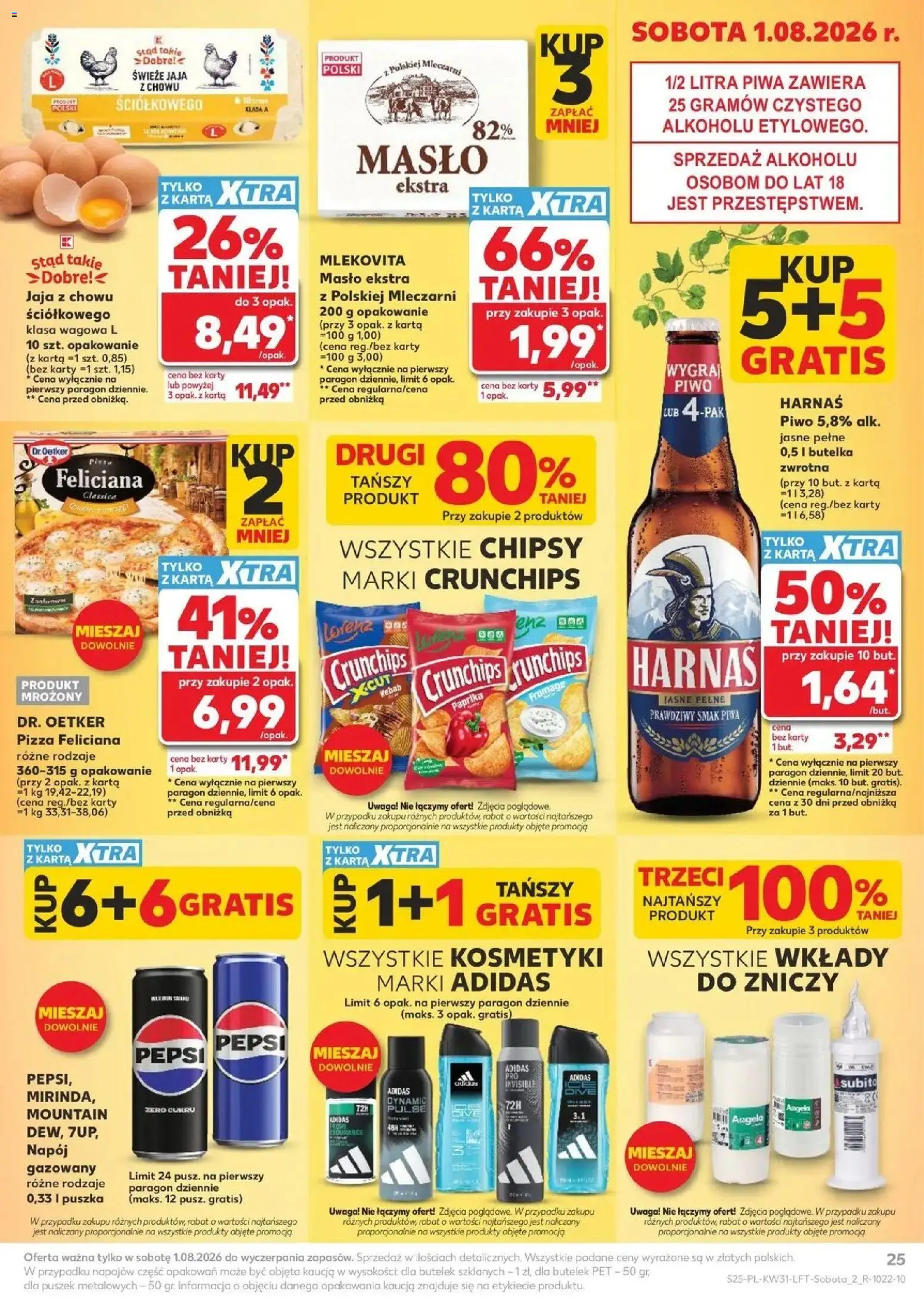 Kaufland gazetka od 30.07.2026 | Strona: 25 | Produkty: Chipsy, Pepsi, Piwo, Jaja
