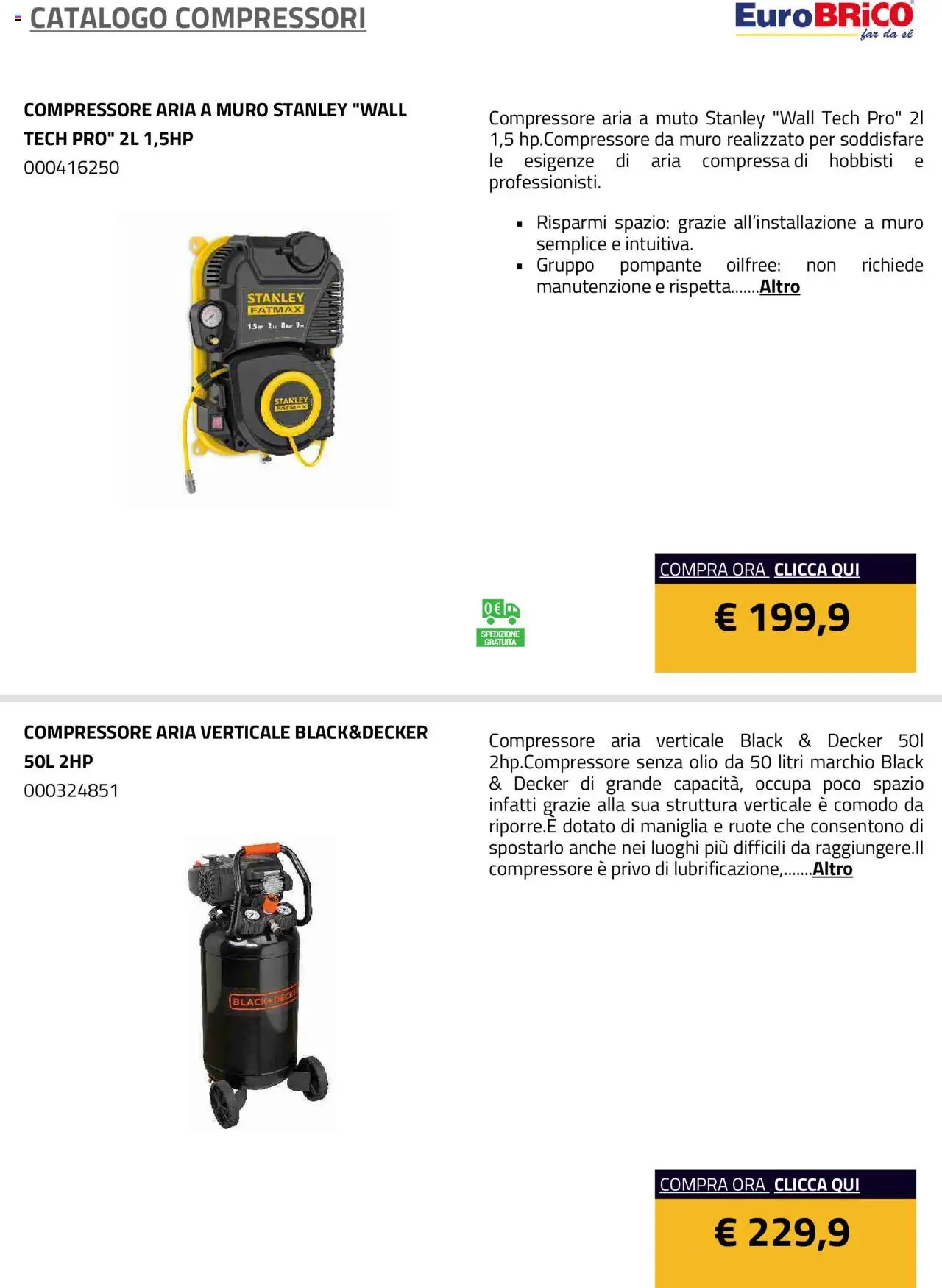 Volantino Eurobrico del 23.07.2025 | Pagina: 21 | Prodotti: Compressore, Olio