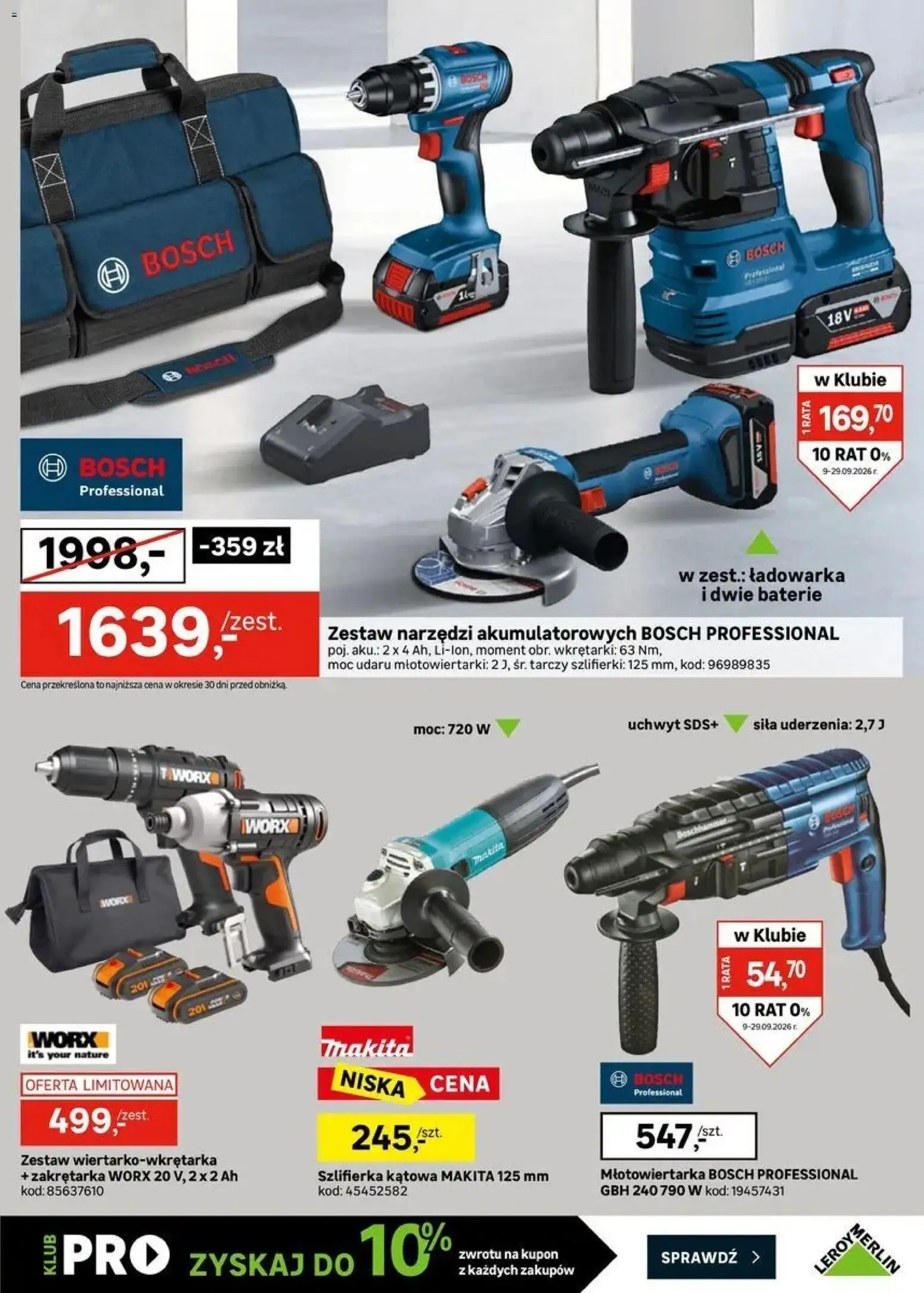 Leroy Merlin gazetka od 09.09.2026 | Strona: 37 | Produkty: Młotowiertarka, Baterie, Zestaw narzędzi, Szlifierka