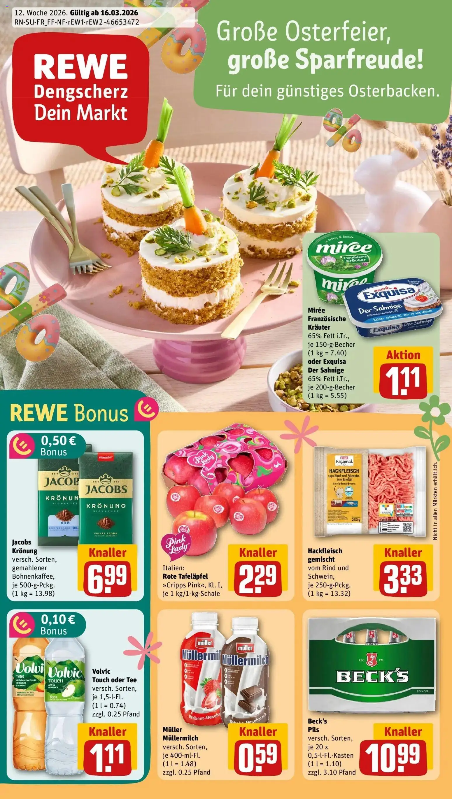 Rewe Prospekt Neunburg Vorm Wald	 – gültig ab 15.03.2026 | Seite: 1 | Produkte: Pils, Exquisa, Müllermilch, Tee