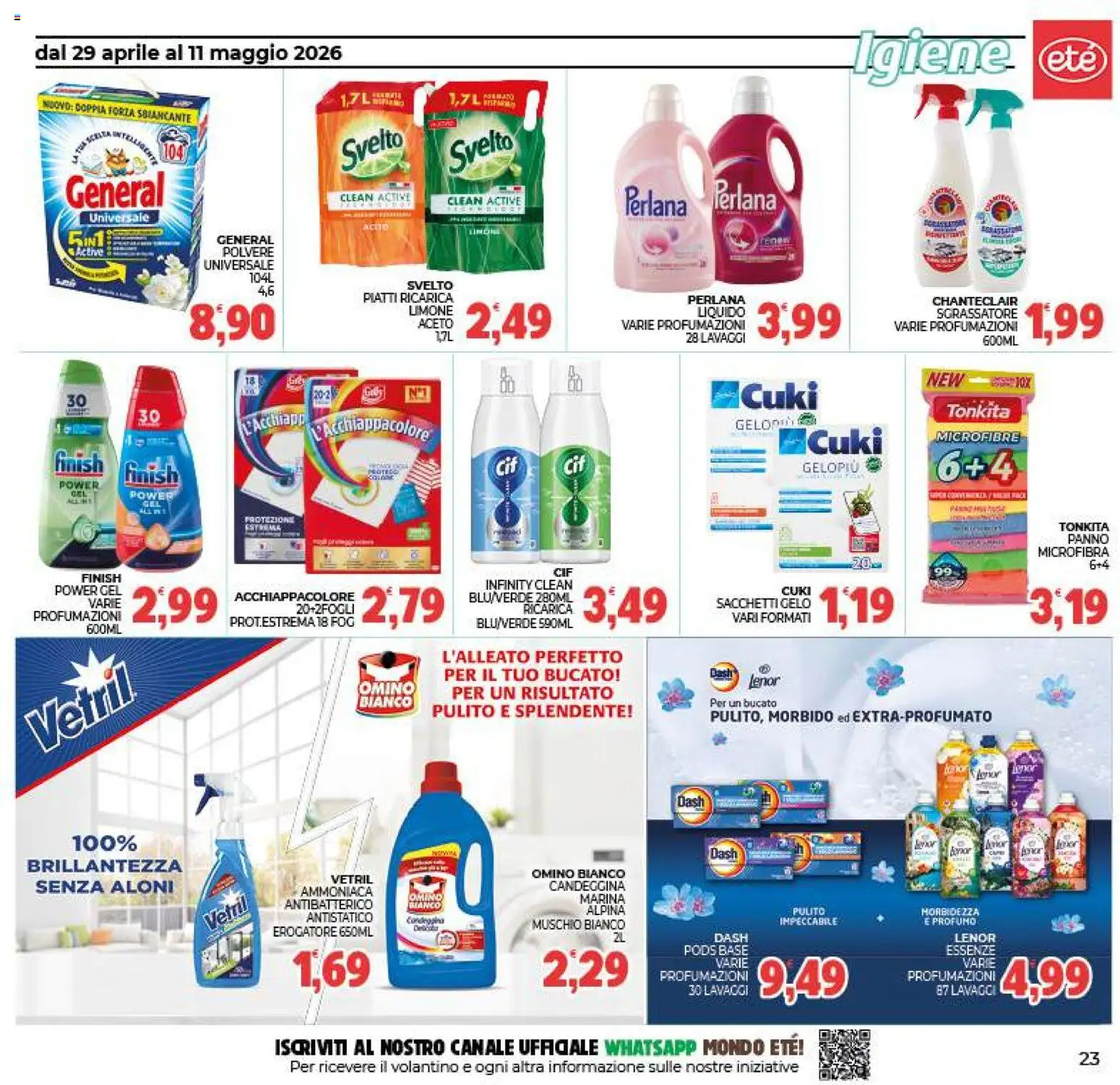 Volantino Eté del 29.04.2026 | Pagina: 23 | Prodotti: Panno microfibra, Limone, Aceto, Profumo