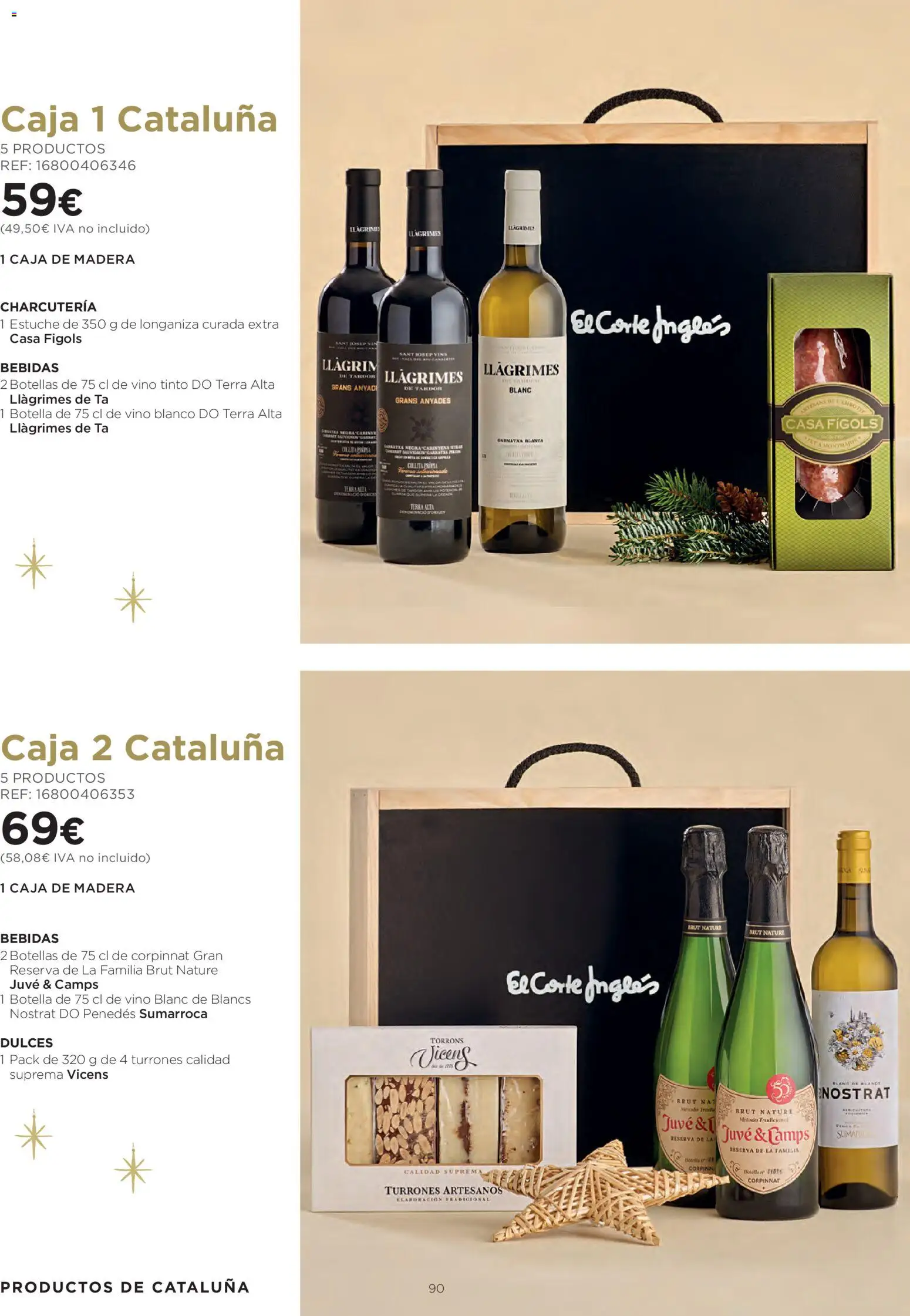 El Corte Inglés Cestas Navidad 2026 Cataluňa │ válido desde el 08/10/2026 | Página: 90 | Productos: Vino tinto, Longaniza, Bebidas, Caja