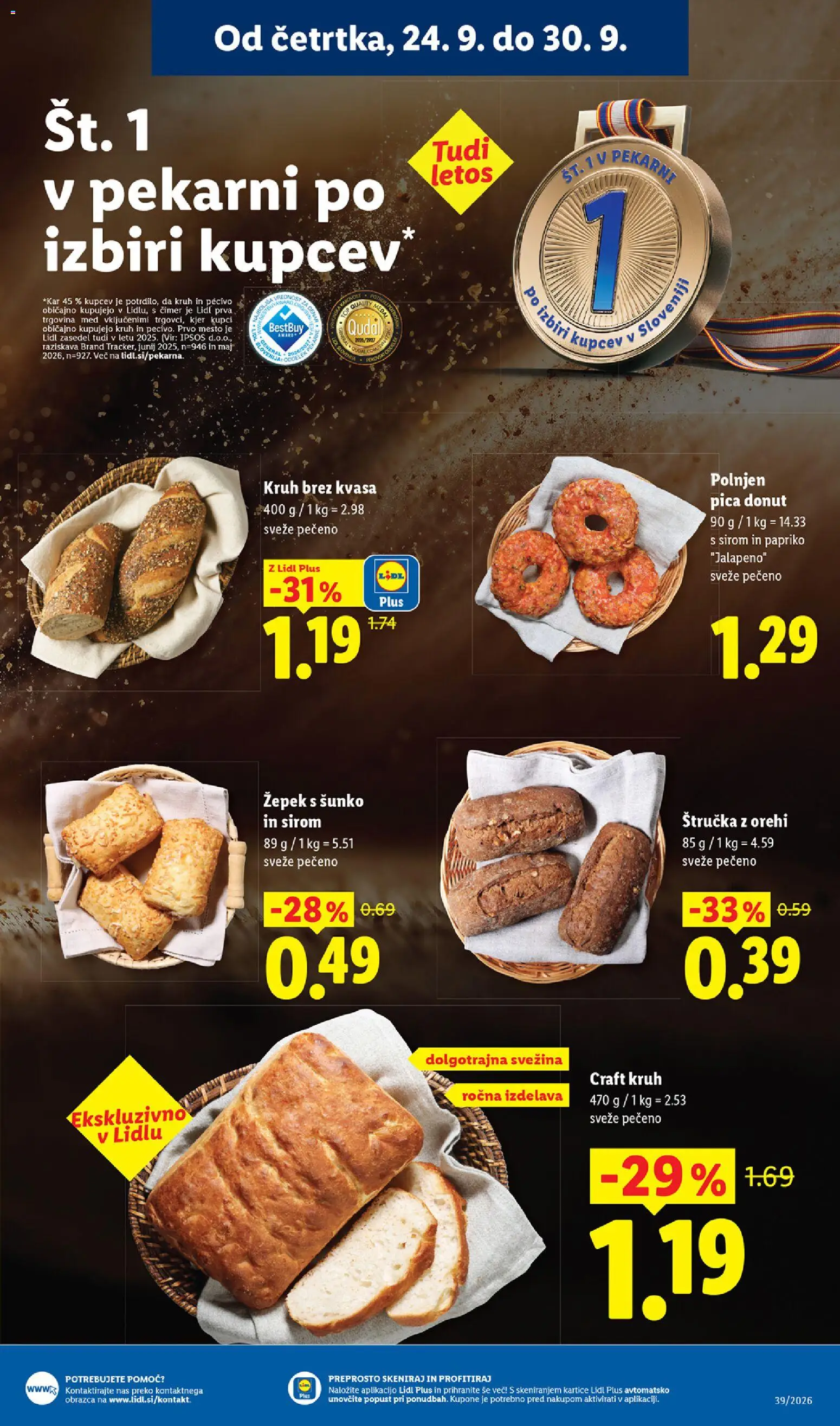 Novi Lidl katalog ponudbe – veljaven od 24.09.2026 | Stran: 7 | Izdelki: Med, Štručka, Kruh, Pica