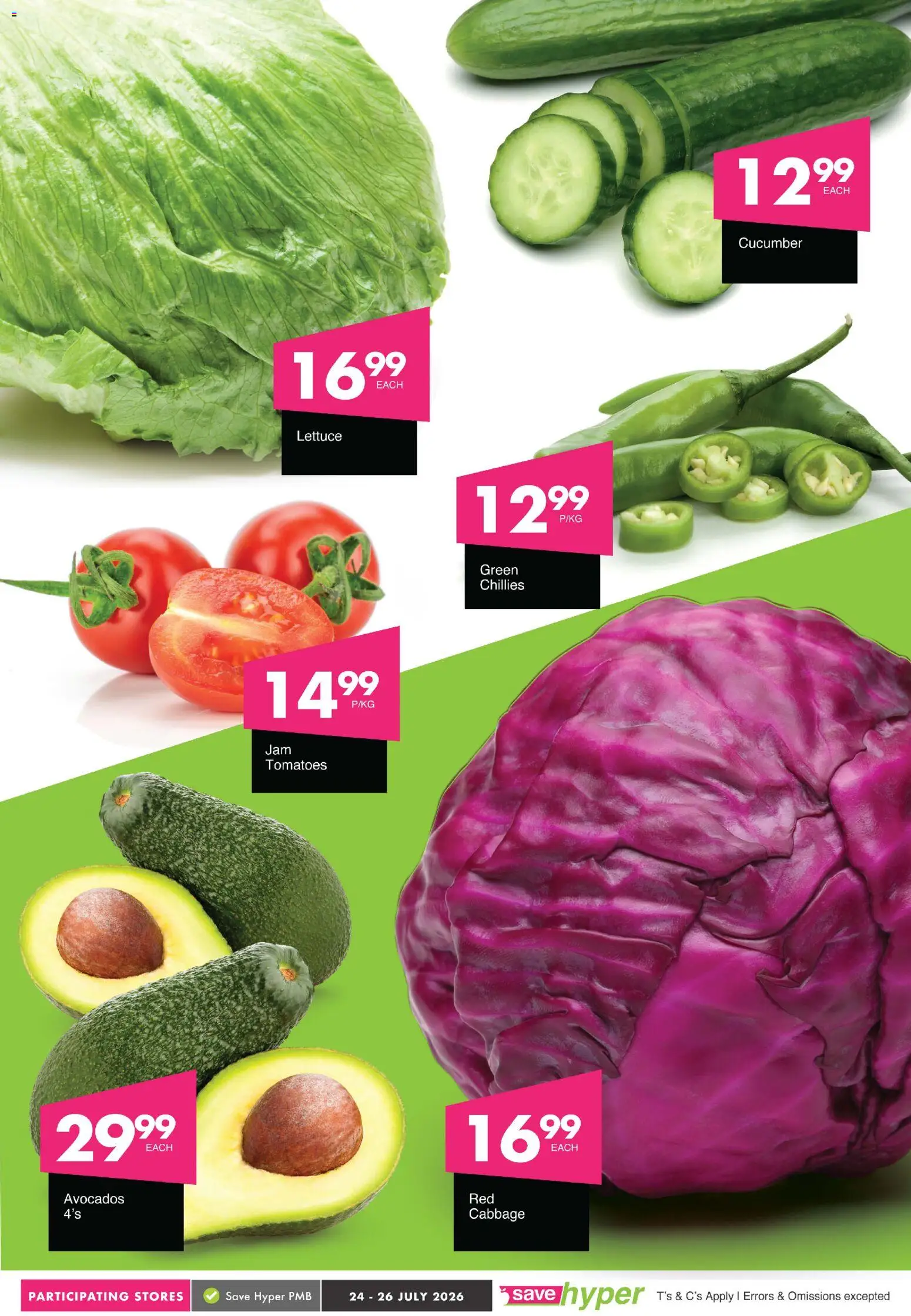 New Save catalogue – valid from 24/07/2026 | Page: 5 | Products: Tomatoes, Avocados, Lettuce