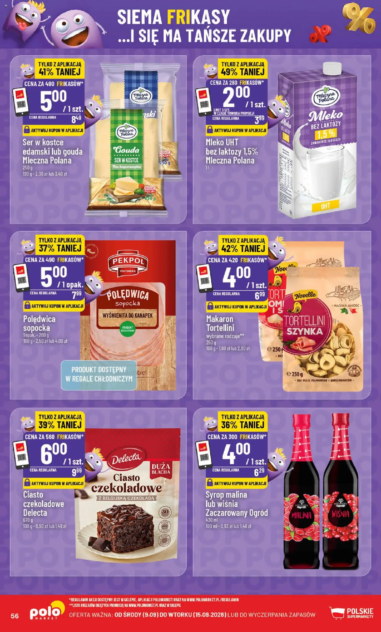 POLOmarket gazetka od 09.09.2026 | Strona: 56 | Produkty: Ciasto, Tortellini, Ser, Mleko UHT