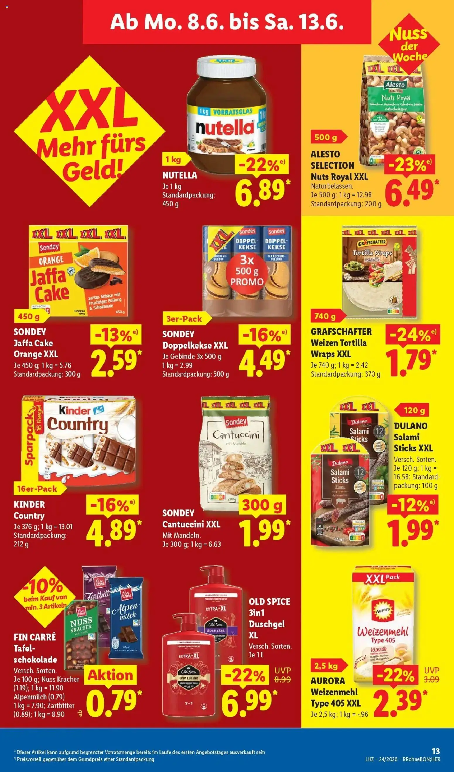 Lidl Prospekt Zülpich – gültig ab 08.06.2026 | Seite: 17 | Produkte: Rockstar, Nutella, Duschgel, Salami