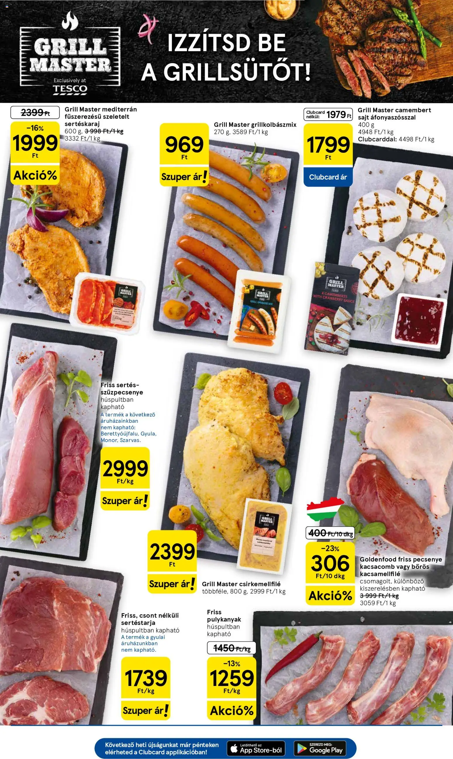 Tesco akciós ujság - amely érvényes a következő dátumtól: 11.06.2026 | Oldal: 3 | Termékek: Kacsacomb, Sertéstarja, Sertéskaraj, Camembert