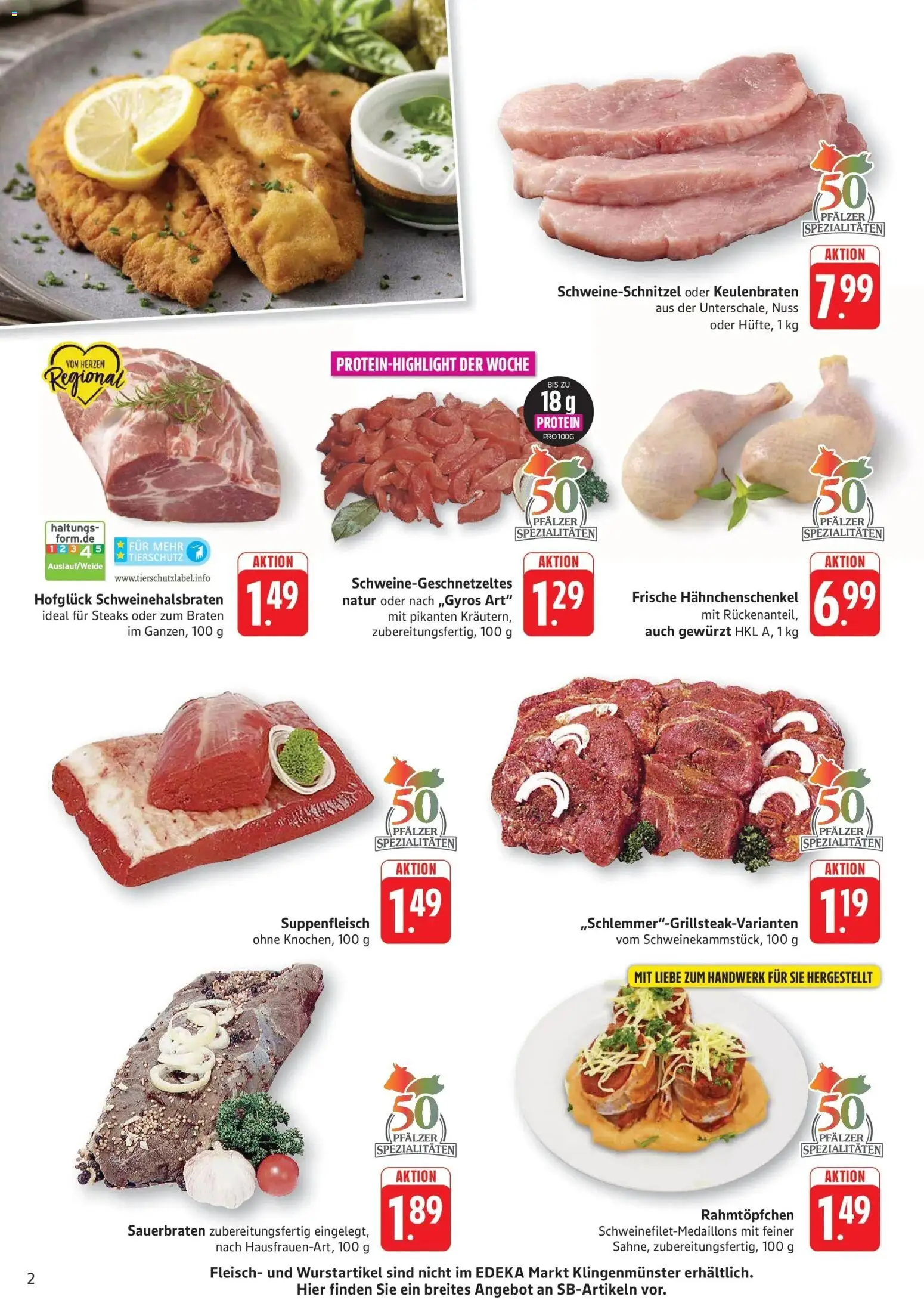 Edeka Prospekt Kröppen (ab 14.09.2026) » Angebote Online | Seite: 2 | Produkte: Hahnchenschenkel, Spezialitäten, Suppenfleisch, Fleisch