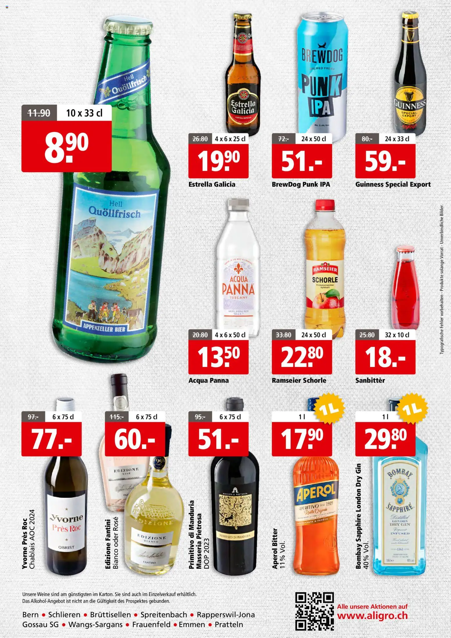 Aligro aktionen Business Schlieren, Gossau SG, Frauenfeld, Rapperswil-Jona, Sargans, Bern – gültig ab 20.07.2026 | Seite: 4 | Produkte: Bier, Gin