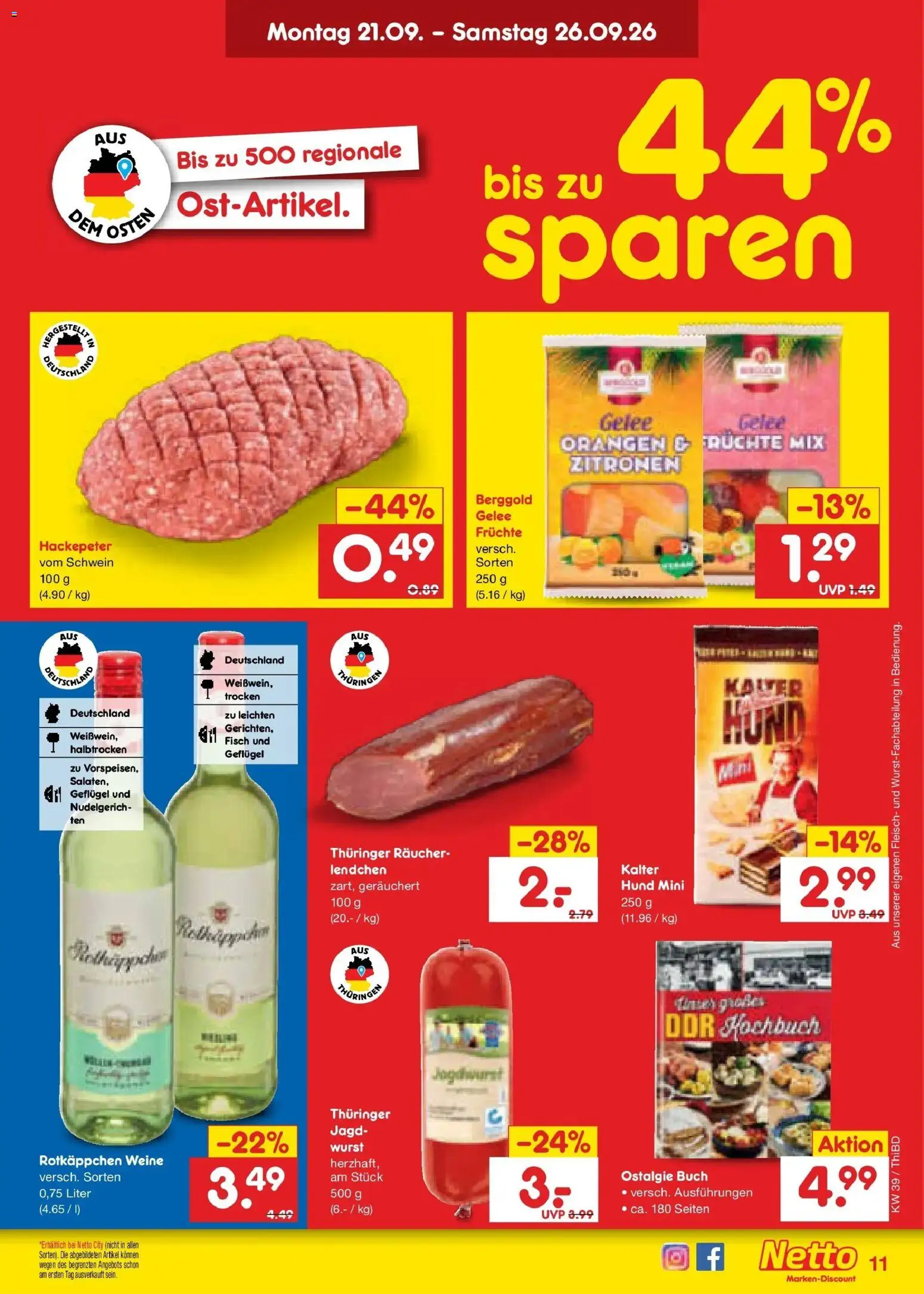 Netto Marken-Discount Prospekt Thiendorf – gültig ab 21.09.2026 | Seite: 17 | Produkte: Orangen, Rotkäppchen, Fleisch, Zitronen